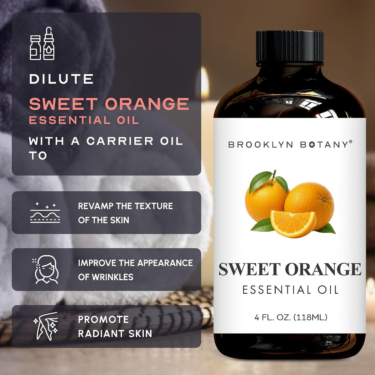 Brooklyn Botany Sweet Orange Essential Oil - Huge 4 Fl Oz