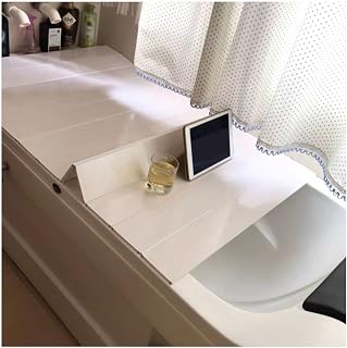 PVC Plastic Bathtub Cover Bath Tub Caddy Tray, Folding Dust-Proof Board Shutter Bath Lid, Durable Insulation Cover for Spa, Bathroom & Shower, 0.6cm Thickness (Color : White, Size : 66x97x0.