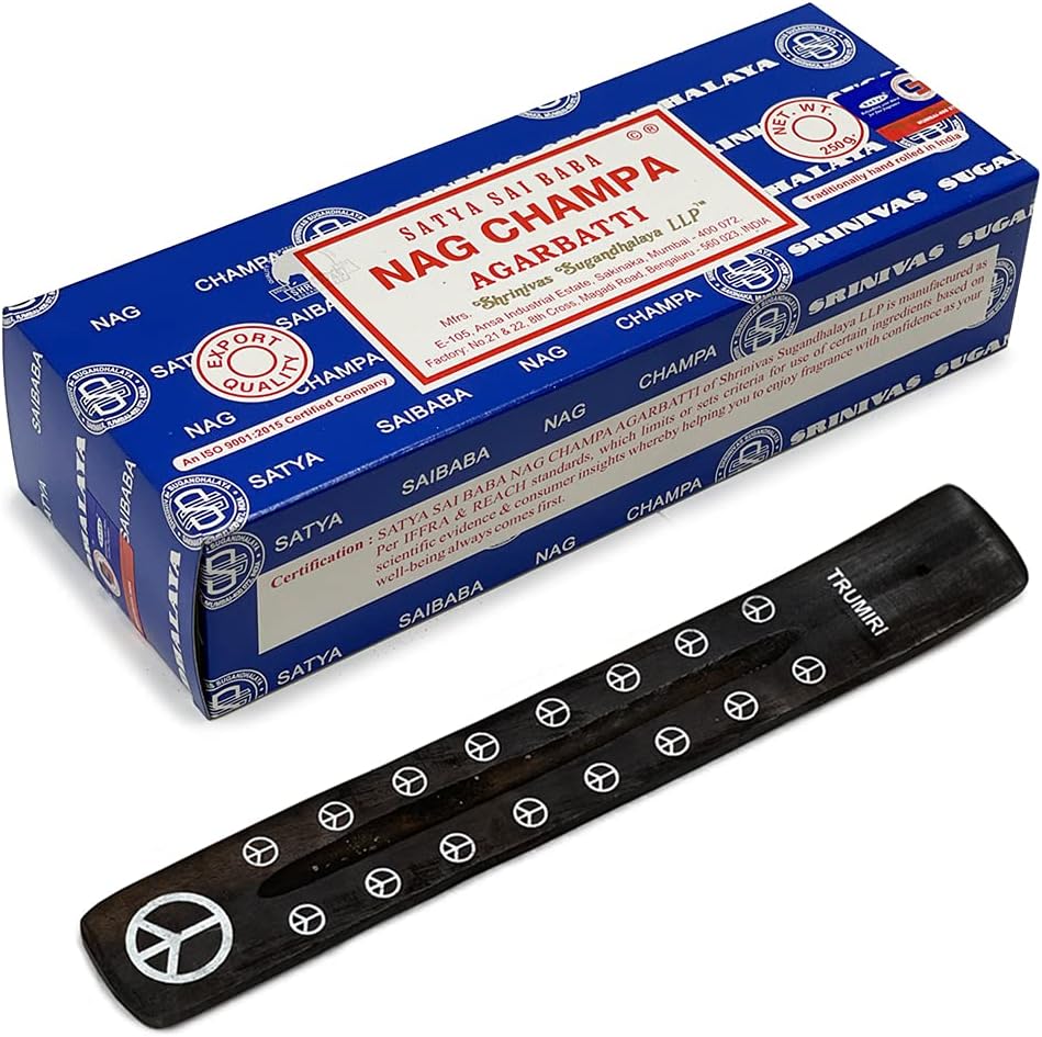 TRUMIRI Incense Stick Holder Bundle with Satya Sai Baba Nagchampa 250g Bulk Incense Sticks Nag Champa Agarbatti - Pack of 1 (Approx 250 Insence-Sticks)