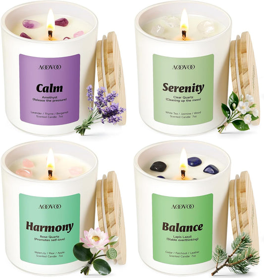 AOOVOO Calm Candles Set for Women - 4 Pack Soy Candles for Home Scented