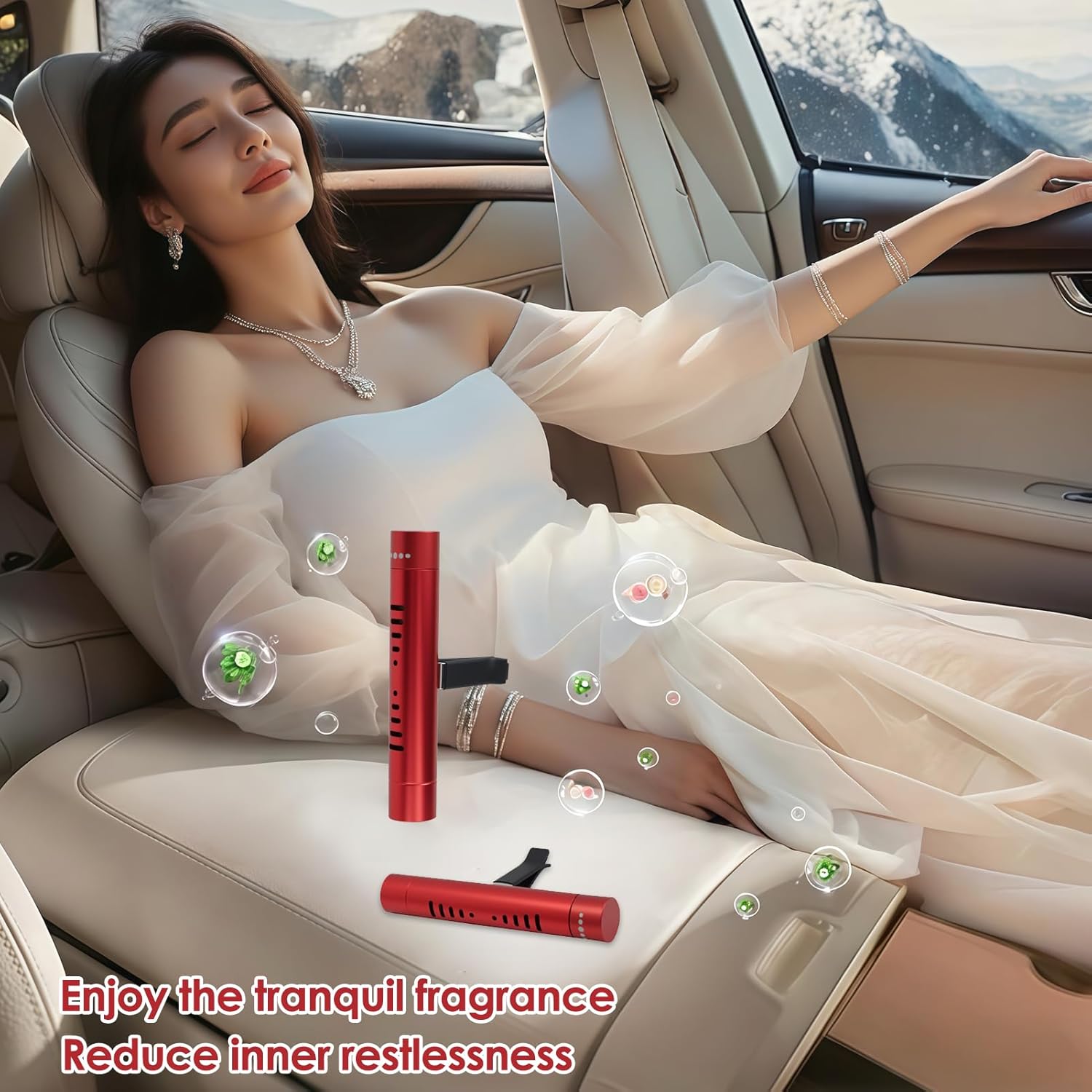 2 Pack Car Essential Oil Diffuser Vent Clip, Aluminum Essential Oil Car Diffuser Kit with 12 Pcs Odorless Sticks, Vent Clip for Cars, Office, Kitchen (Red, 2 Pcs)