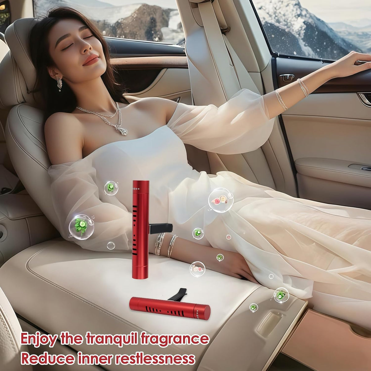 2 Pcs Car Air Essential Oil Diffuser Vent Clip Set (Red)