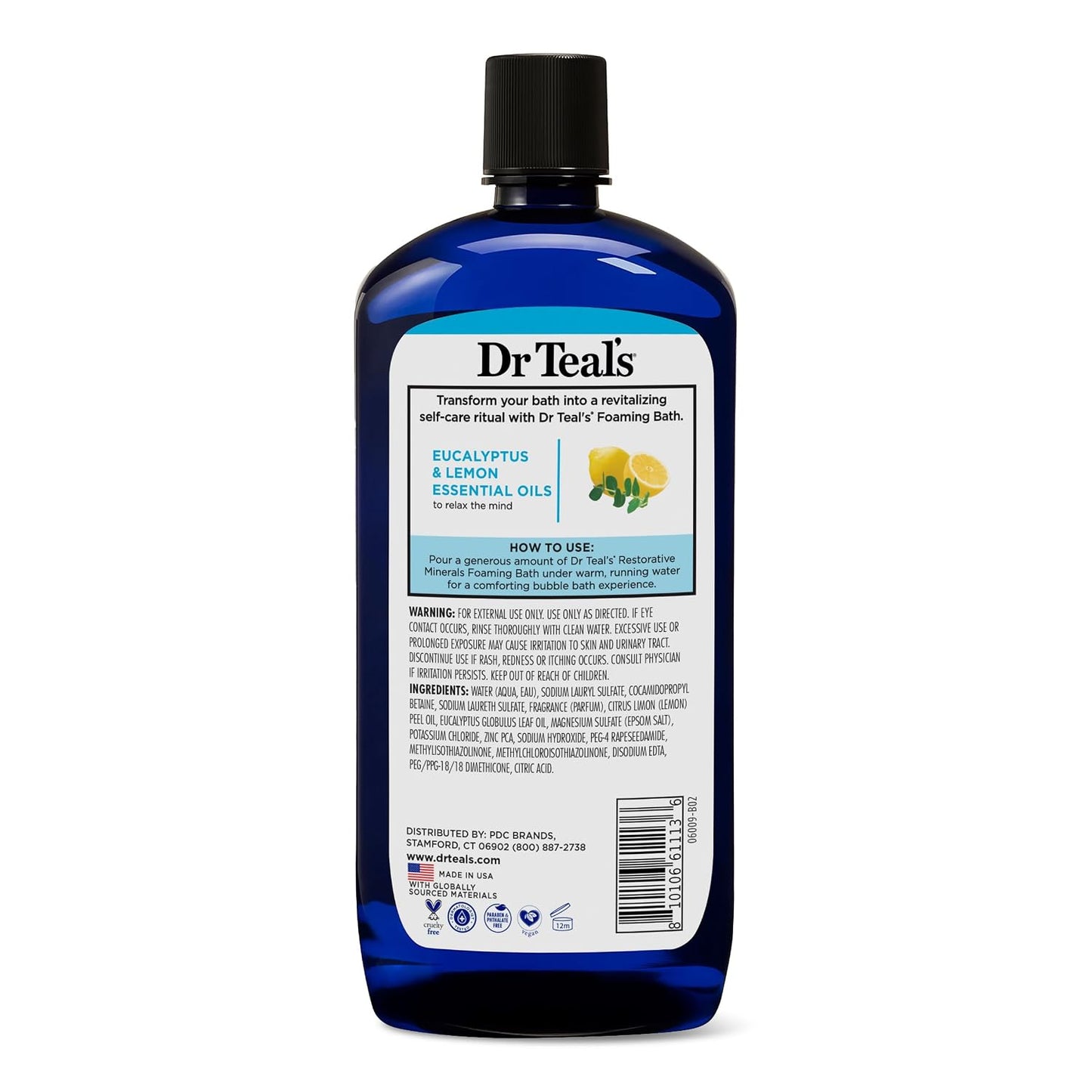 Dr Teal's Foaming Bath with Pure Epsom Salt, Restorative Minerals with Magnesium, Potassium, Zinc & Essential Oils, 34 fl oz (Pack of 4)