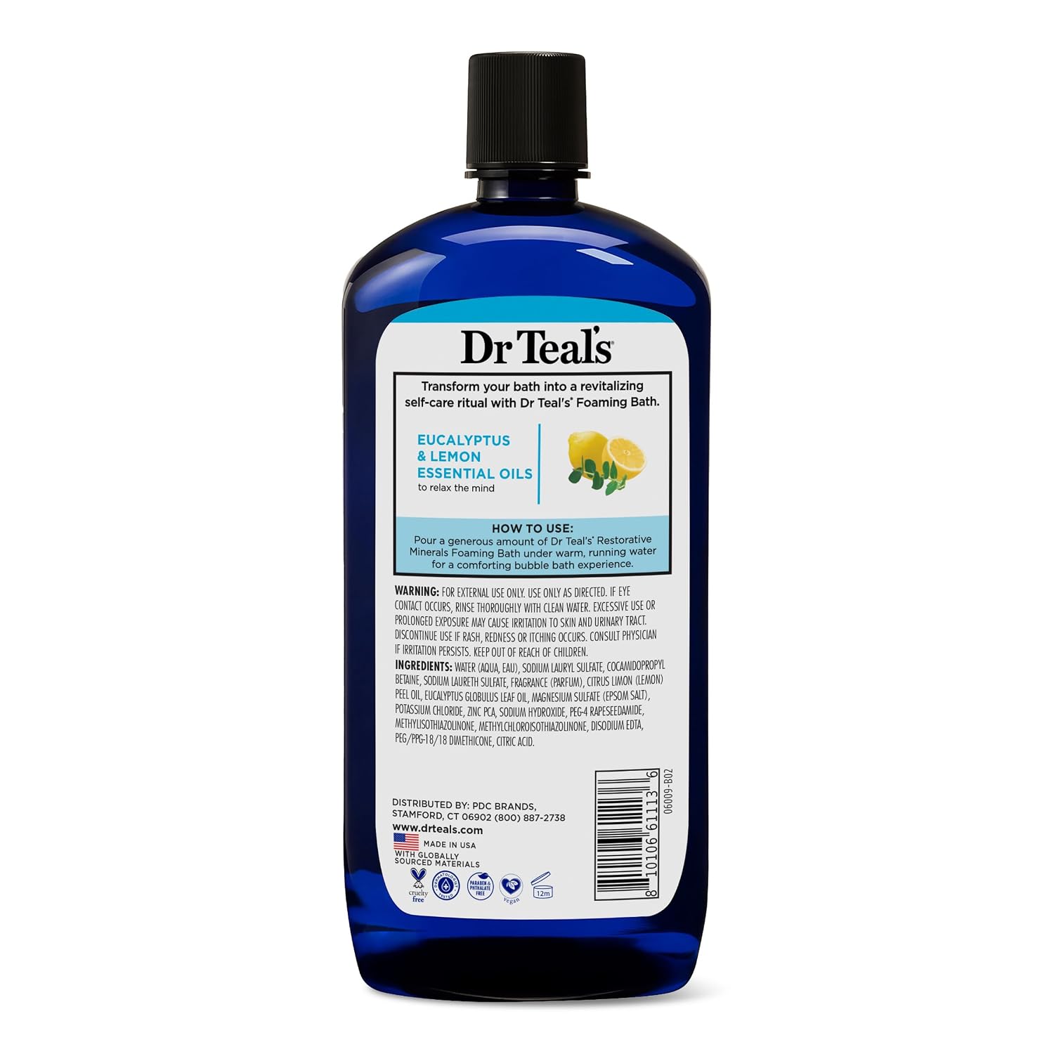 Dr Teal's Foaming Bath with Pure Epsom Salt, Restorative Minerals with Magnesium, Potassium, Zinc & Essential Oils, 34 fl oz (Pack of 4)