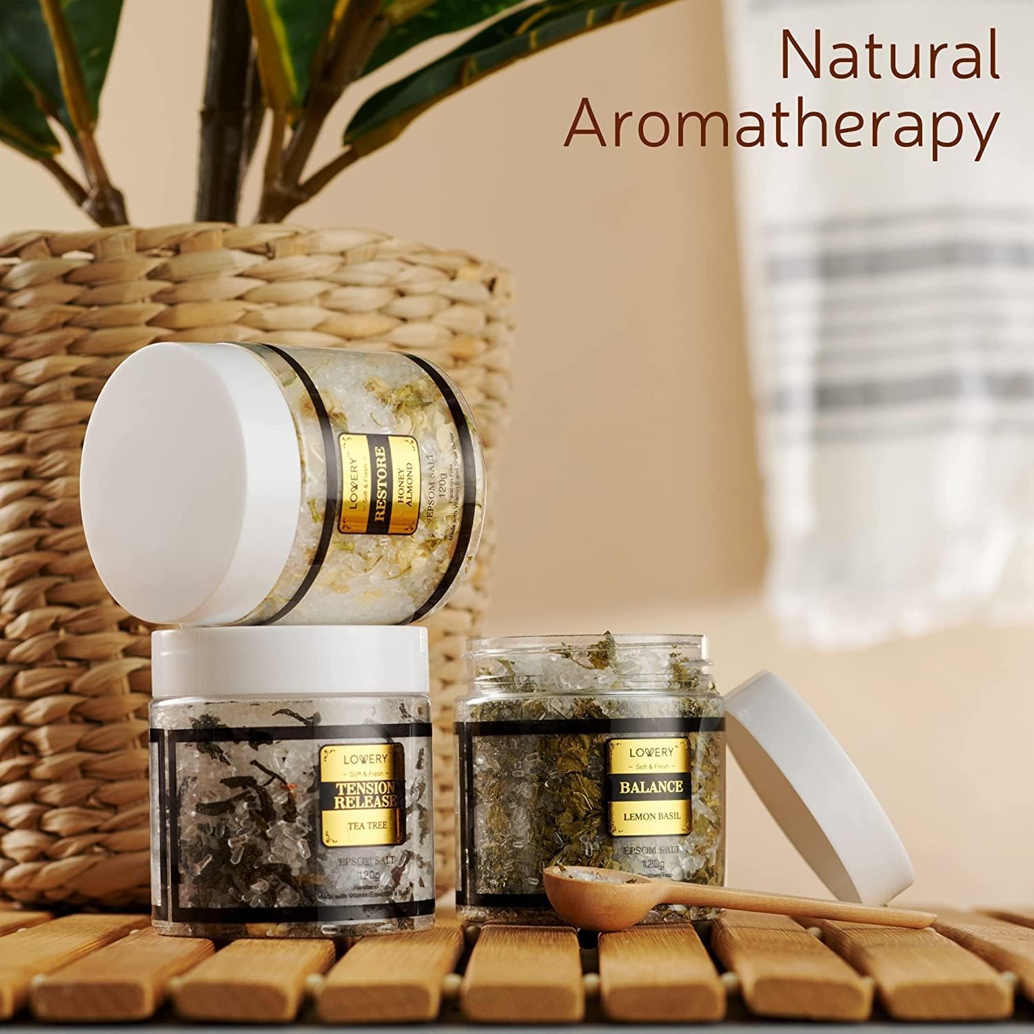 Gifts for Women Who Have Everything Spa Gift Basket, Epsom Bath Salts Gift Basket Set, Self Care Salt W/Essential Oil, Gifts for Mom, Her, Lavender, Eucalyptus, Lemon, Coconut, Tea Tree, Honey Almond