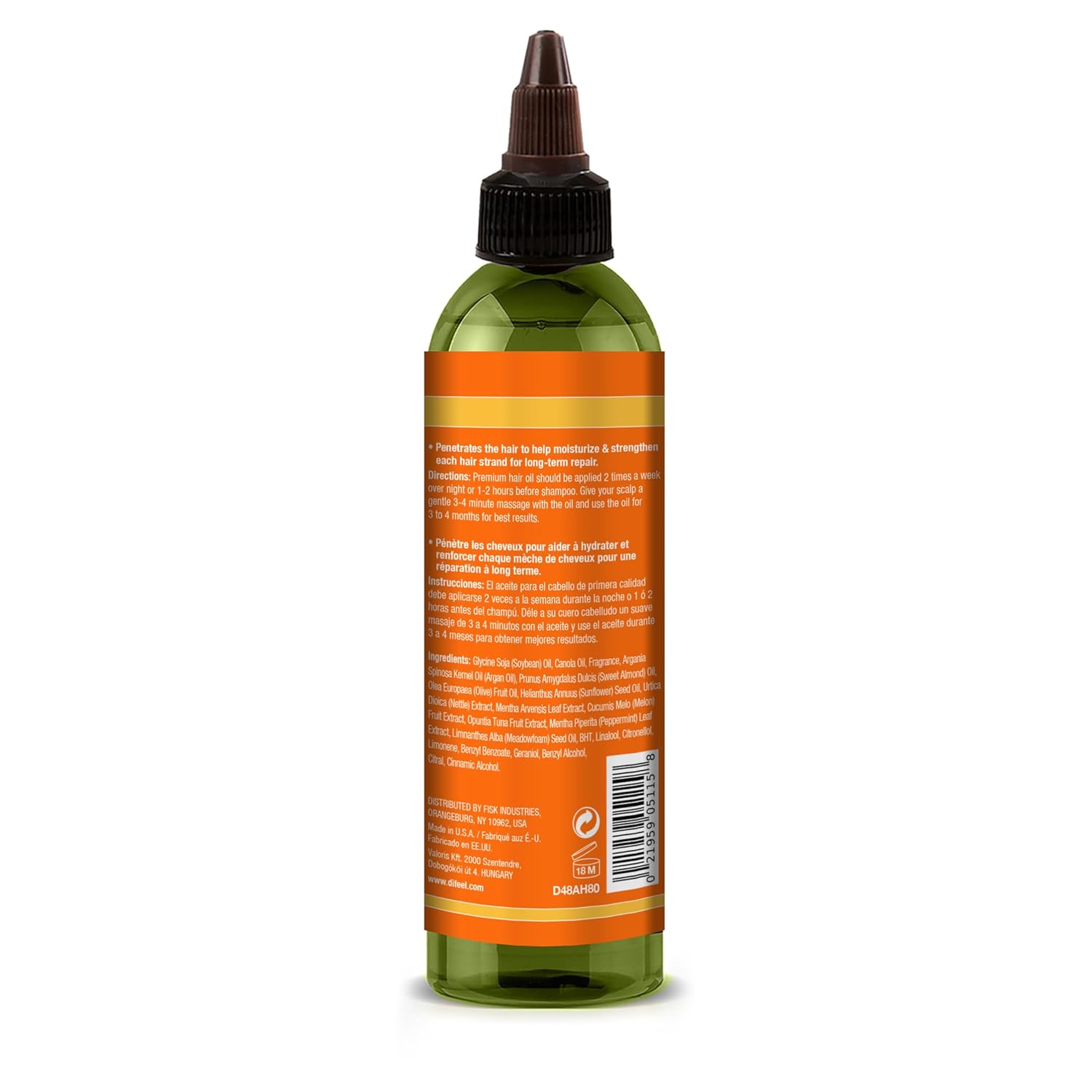 Difeel Argan Hydrating Premium Hair Oil 8 oz. - Hair Oil for Dry Hair and Natural Hair Oil Treatment