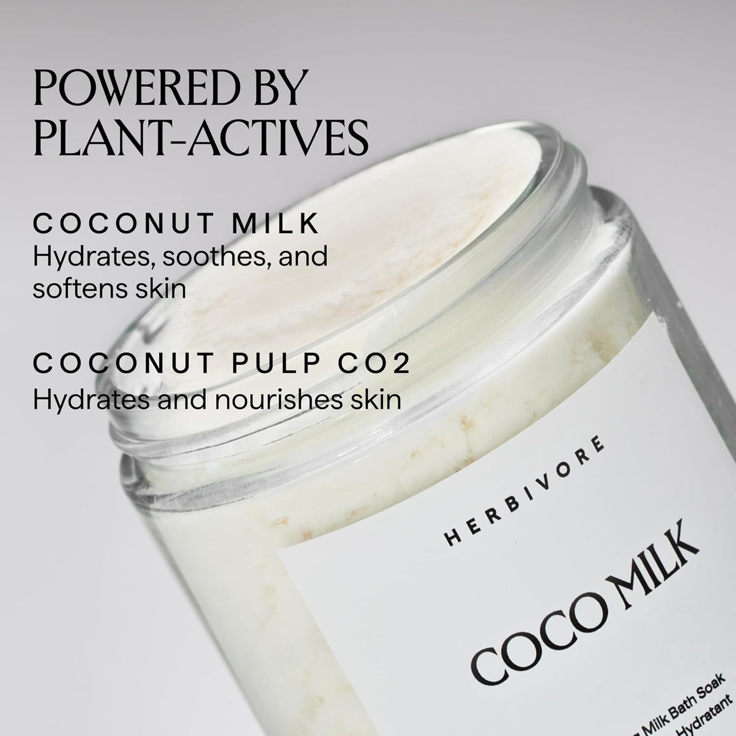 HERBIVORE Coconut Milk Bath Soak | Deeply Hydrating + Skin Softening, Soothing Light Coconut Scent, Vegan, Plant-Based