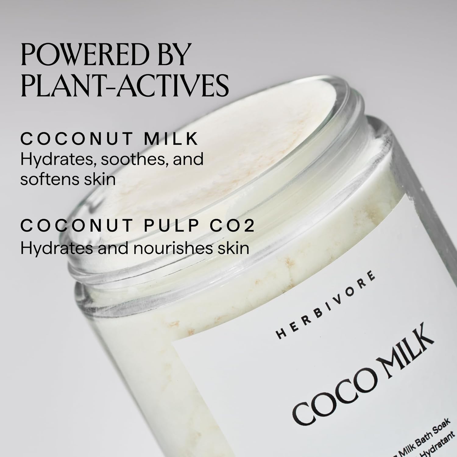 HERBIVORE Coconut Milk Bath Soak | Deeply Hydrating + Skin Softening, Soothing Light Coconut Scent, Vegan, Plant-Based