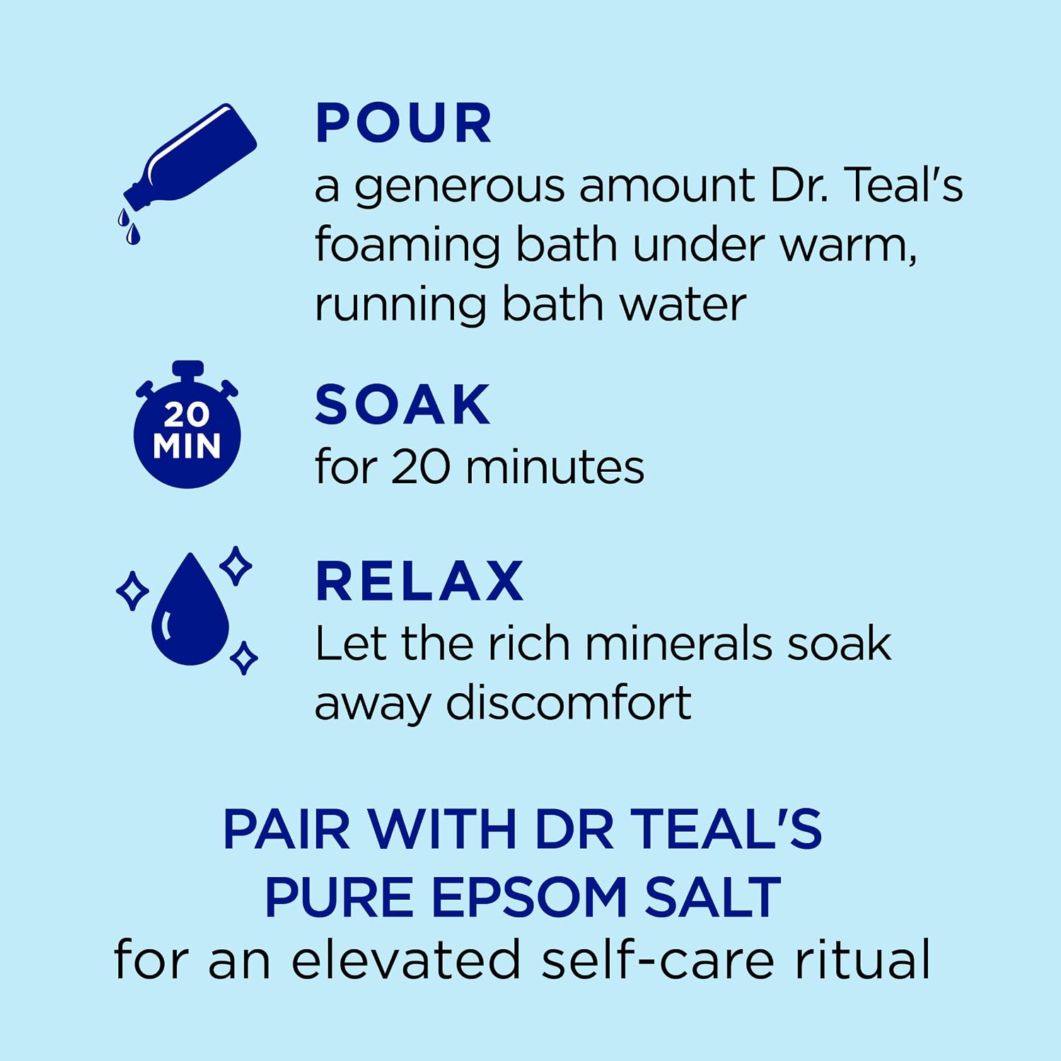 Dr Teal's Foaming Bath with Pure Epsom Salt, Restorative Minerals with Magnesium, Potassium, Zinc & Essential Oils, 62.5 fl oz