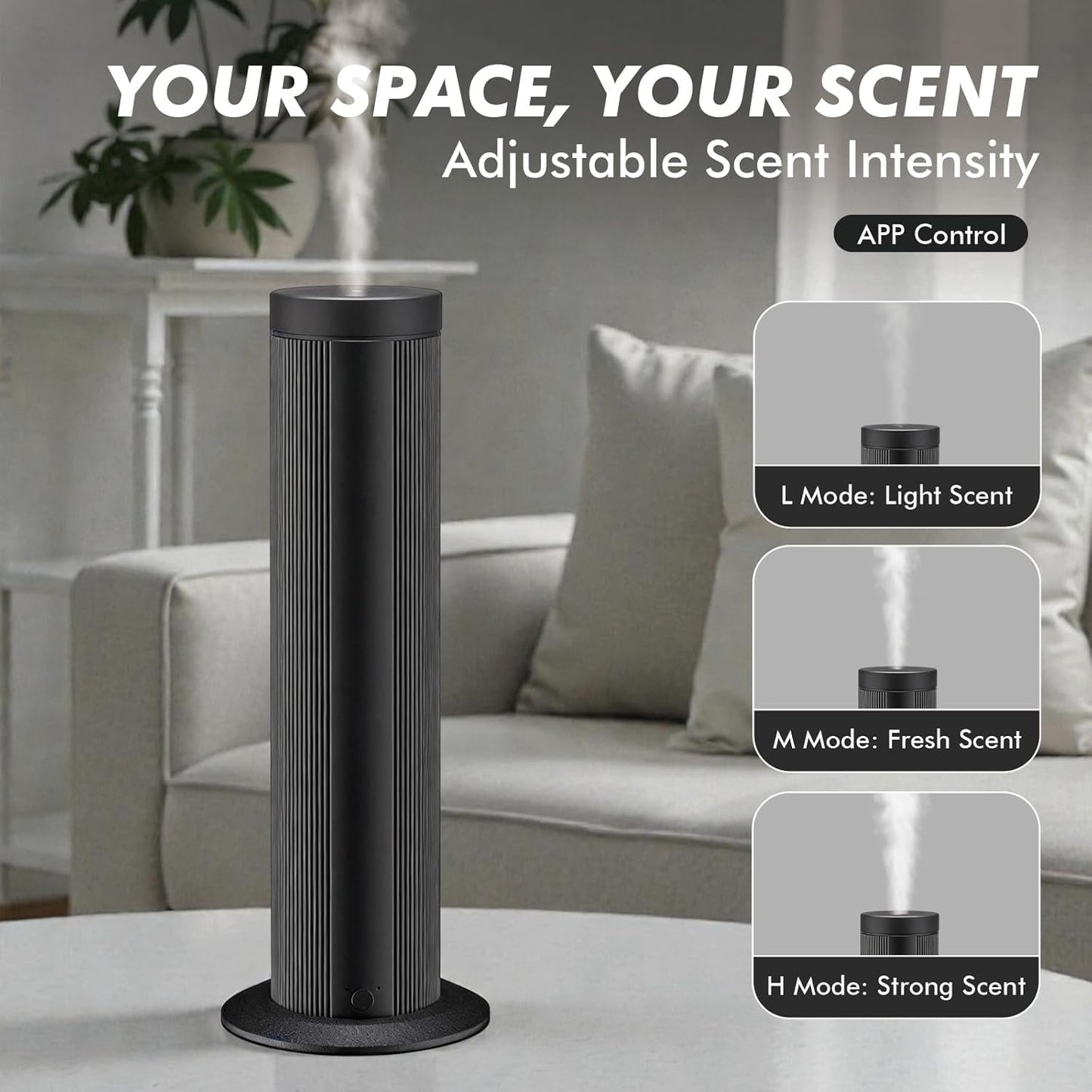 Waterless Essential Oil Diffuser with App Control, Cold-Air Nebulizing Aroma Machine, Covers Up to 1000 Sq Ft, Ultra-Quiet, USB-C Powered
