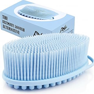 Avilana Premium Silicone Body Scrubber - Trusted Since 2017 - SGS Certified Food Grade Dual Sided Bath Brush, Quick-Dry Exfoliating Loofah Alternative, Massage Brush Sensitive Skin Women Men