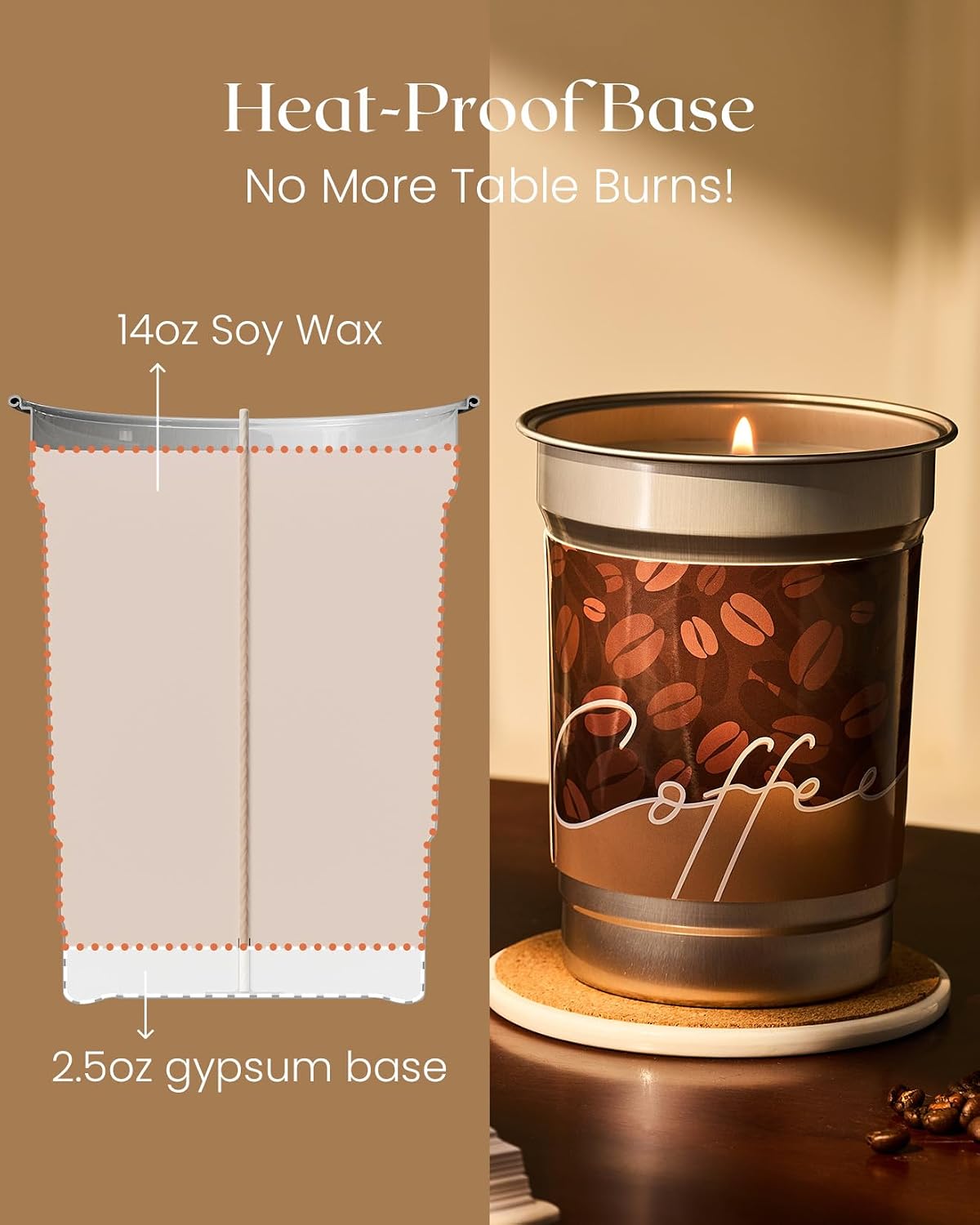 M&SENSE Coconut Latte Scented Candle, Soy Wax, 16.2oz | 100 Hours Long Lasting, Clean Burn, Non-Toxic, Relaxing Aromatherapy