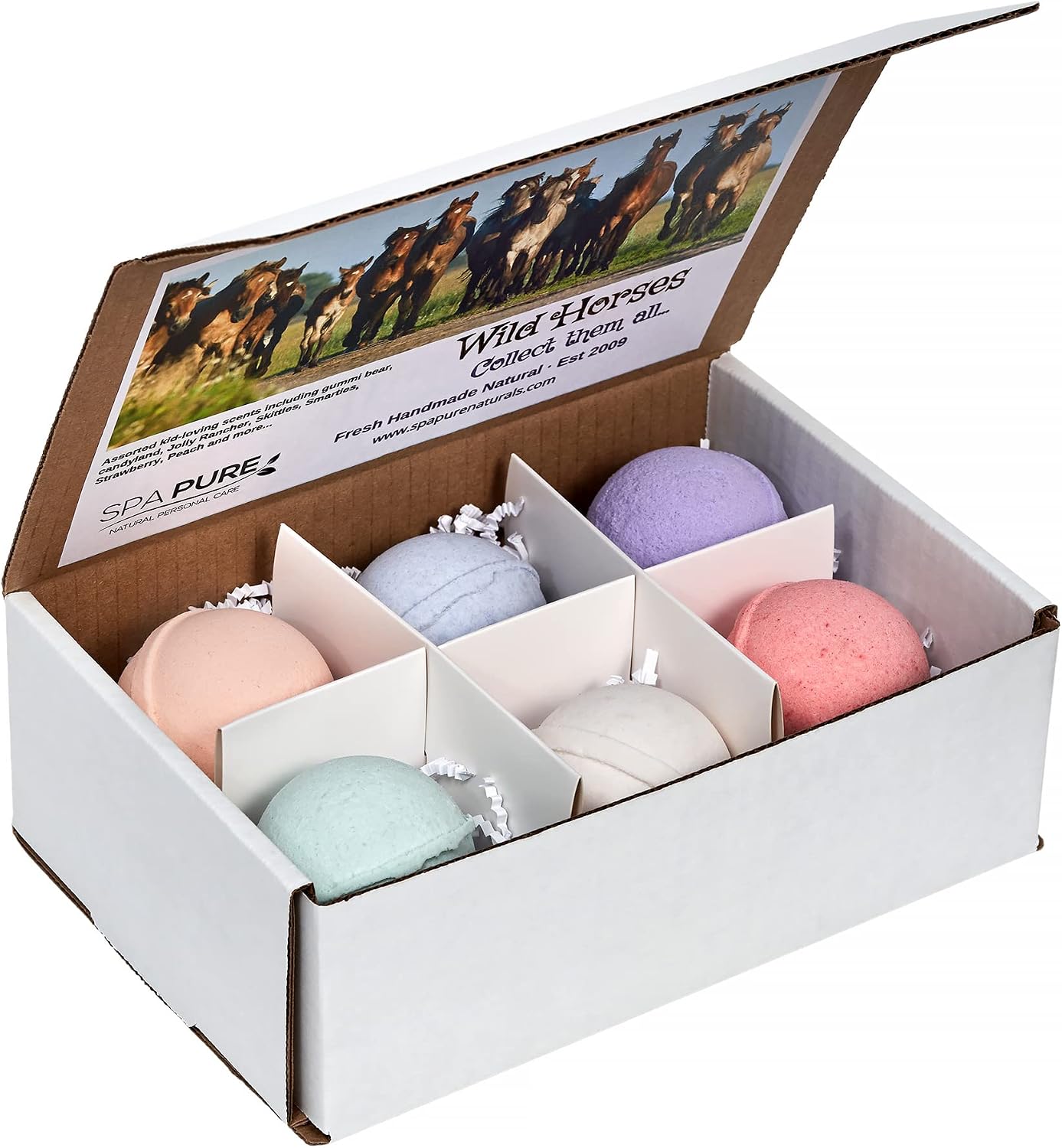 Wild Horses Bath Bombs: for Kids with 6 XL Bath Bombs with Surprise Horses Inside, USA Made, Handmade, Natural Bath Bombs, Birthday Gift idea for Kids, Spa Parties