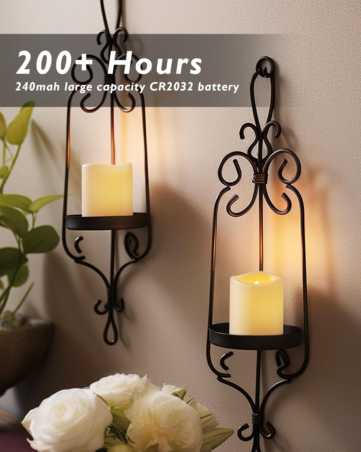Homemory 50Pack Flickering Flameless Votive Candles for Wedding Decorations, 200+ Hour Warm White Electric Fake Candles, Battery Operated LED Tealight for Engagement Party, Receptions, Churches Decor