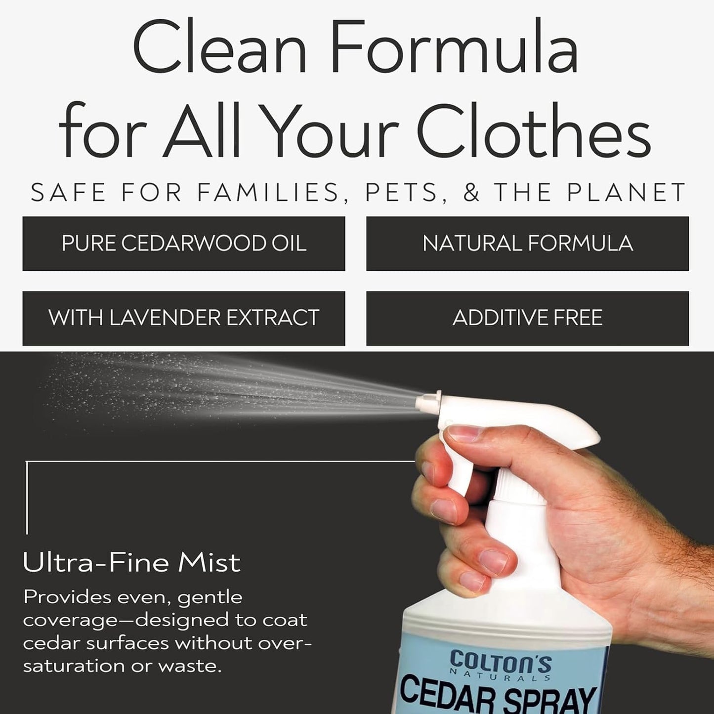 Cedar Spray w/Lavender Extract – Non-Chemical Wood Protection – Cedar Wood Scent – Restores Scent Closets & Drawers (32 oz)