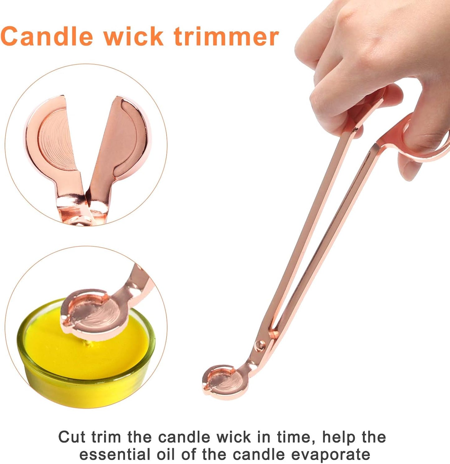 Luxiv 3 in 1 Candle Snuffer Set, 3P Candle Accessory Set with Candle Wick Trimmer, Candle Snuffer and Candles Wick Dipper Candle Cutter Kit for Candle Lovers with Gift Package (Rose Gold)