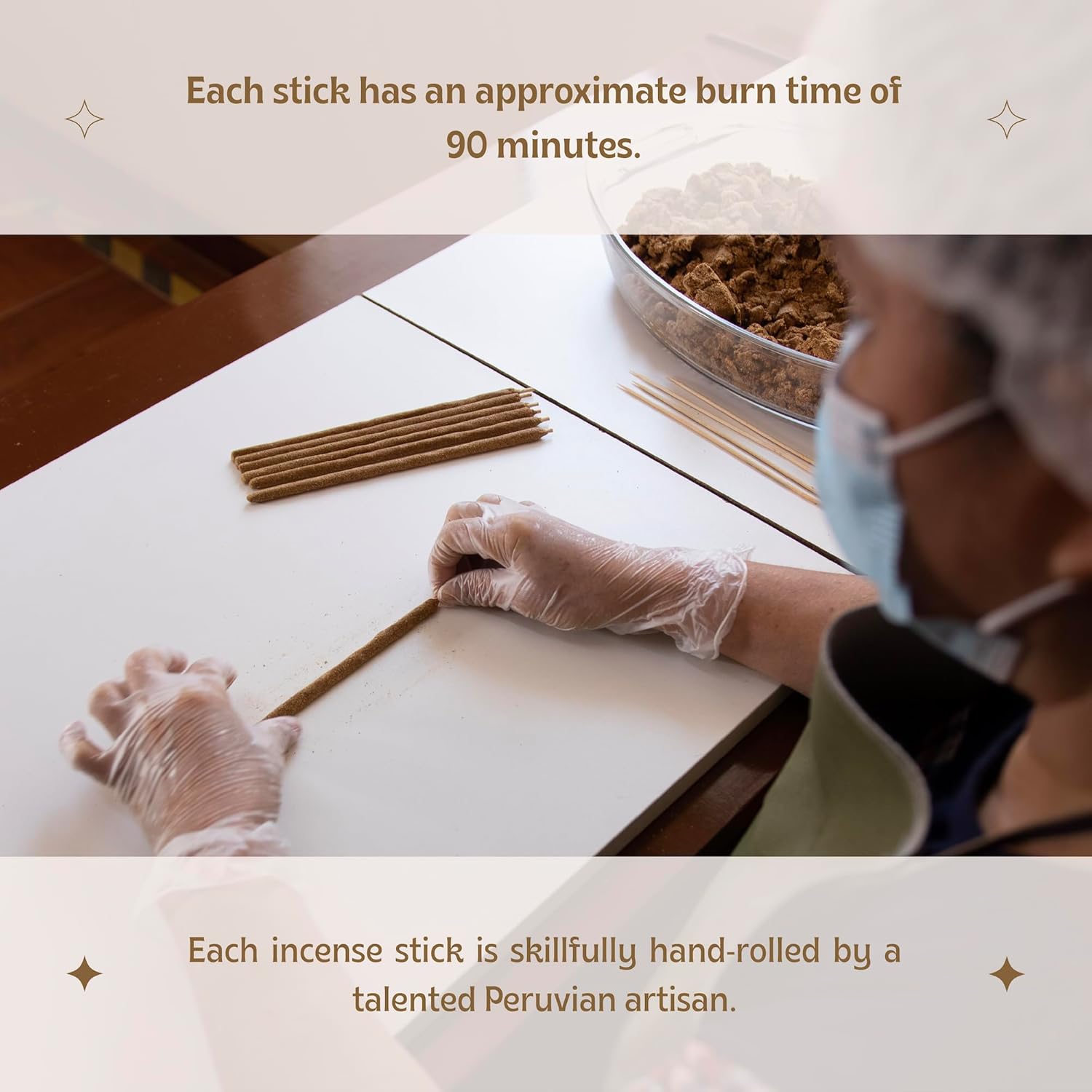 Luna Sundara Palo Santo Hand Rolled Incense Sticks, 6 Count | Hand rolled by Peruvian artisans using ground high-resin palo santo wood for a slow, aromatic burn.