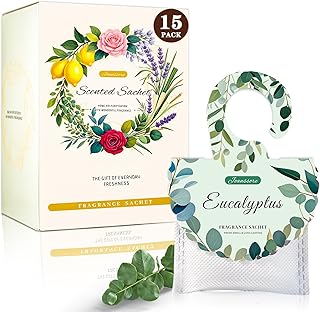 15 Packs Eucalyptus Scented Sachets Bag for Drawers and Closets, Home Fragrance Sachet, Long-Lasting Hanging Closet Deodorizer Smell Goods for House