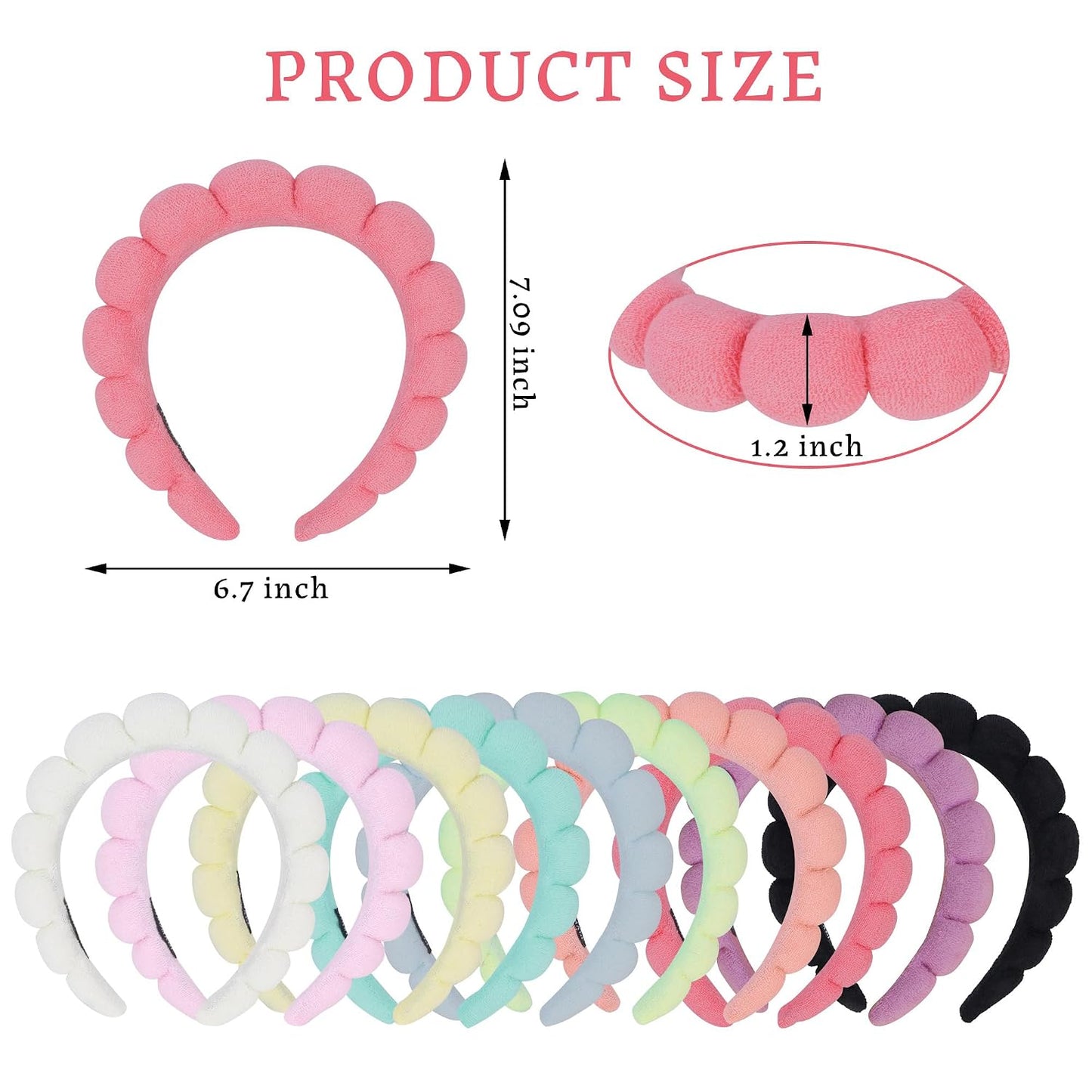 10 Pcs Spa Headband Bulk for Women Makeup Headband for Washing Face,Skincare,Mask(Terry Cloth)
