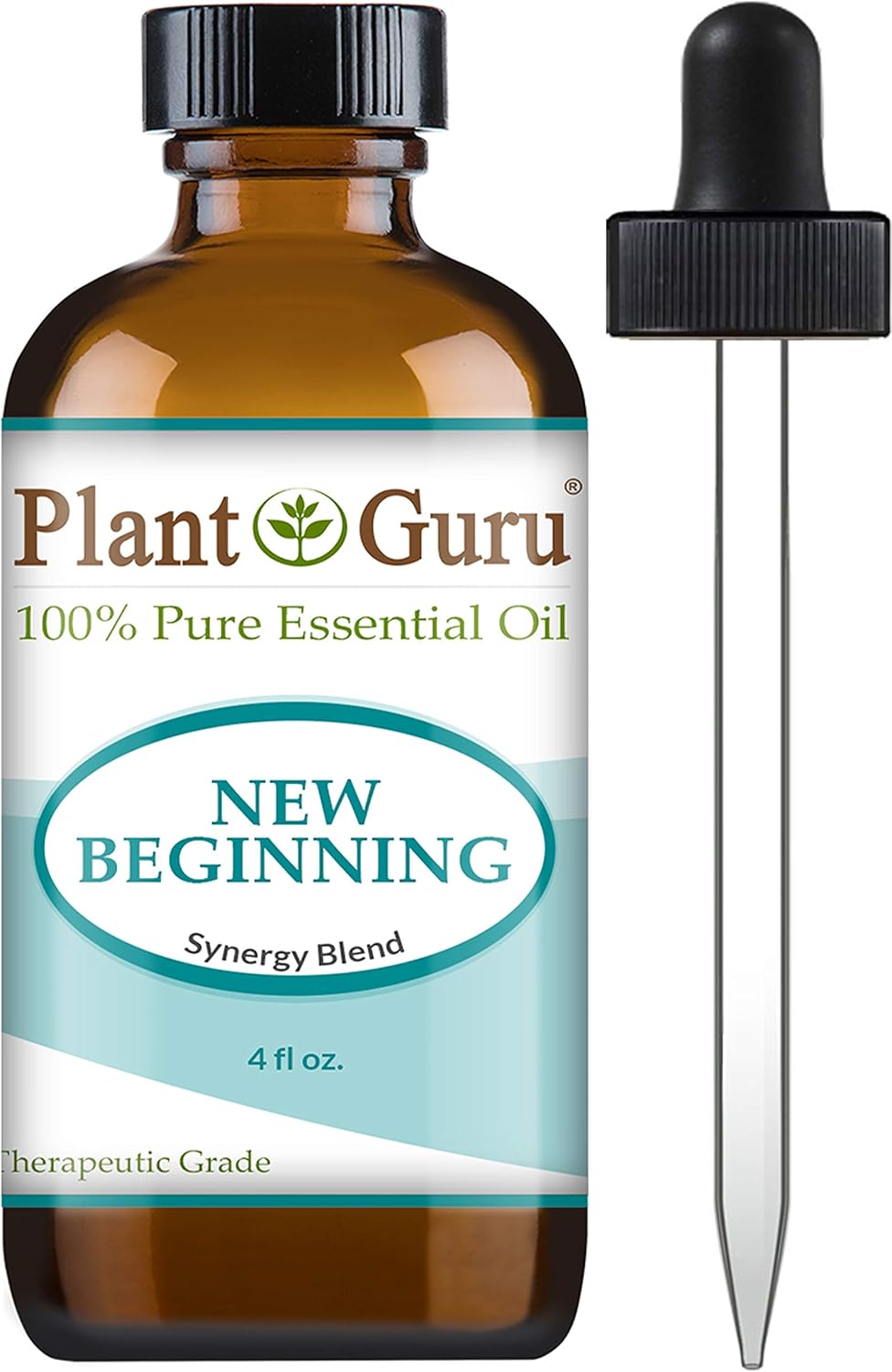 Plant Guru New Beginning 4oz Undiluted Essential Oil Blend - Pure, Therapeutic Grade for Meditation, Yoga, Relaxation, Mood, Uplifting, Calming, Diffuser