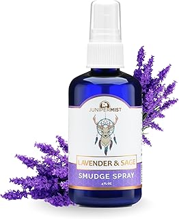 Lavender & Sage Smudge Spray (114ml), Lavender Spray with White Sage Essential Oil, Calm & Cleansing Negative Energy, Spiritual Room Spray, Smokeless Smudge Spray, Yoga Spray UK