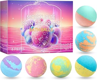 Bath Bombs Salt Balls,6 Natural Handmade Bath Bomb Kit,Organic Bathbombs with Rosemary Lemon Rose,Perfect for Bubble Spa Bath,Birthday Gifts for Boys, Girls