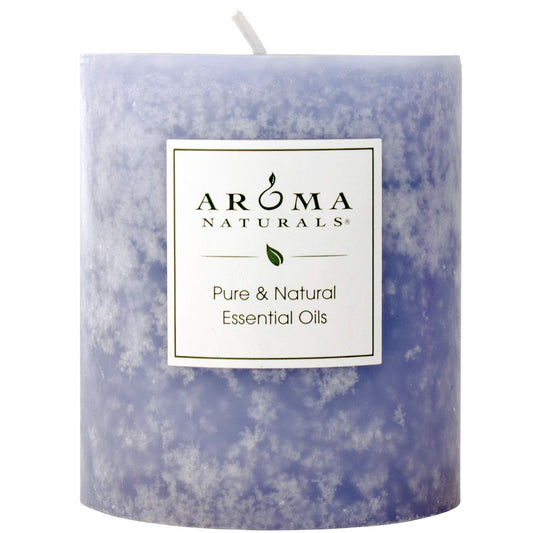 Aroma Naturals Lavender Essential Oil Blue Scented Pillar Candle