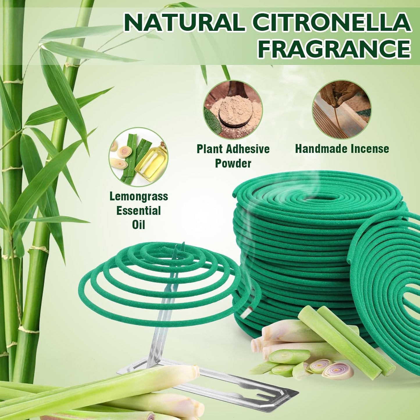 SCENTORINI Citronella Coils, 48 PCS Citronella Incense with Coil Holder, Suitable for Summer Home Outdoor Use, Pool Side, Patio, Camping, Porches, Courtyards, Farms, Garden Planting Area