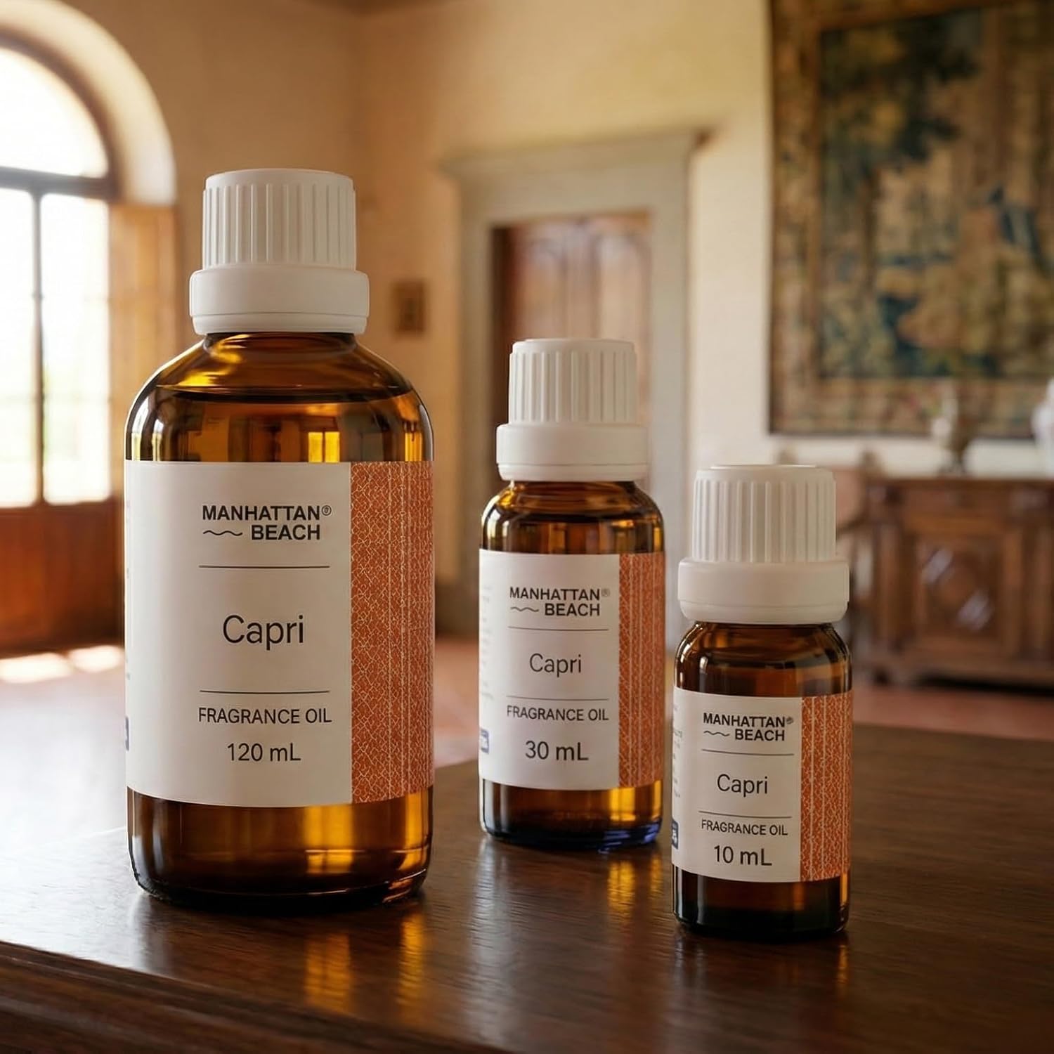 Manhattan Beach – Capri, Diffuser Oil Volcano-Inspired - Fragrance Oil for Ultrasonic and Waterless Diffusers and Crafting - 10 mL, 0.34 fl oz Glass Bottle