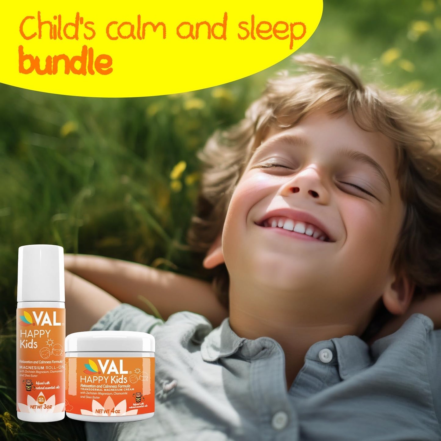 Child's Calm and Sleep Bundle: VAL Magnesium Roll-on & Cream