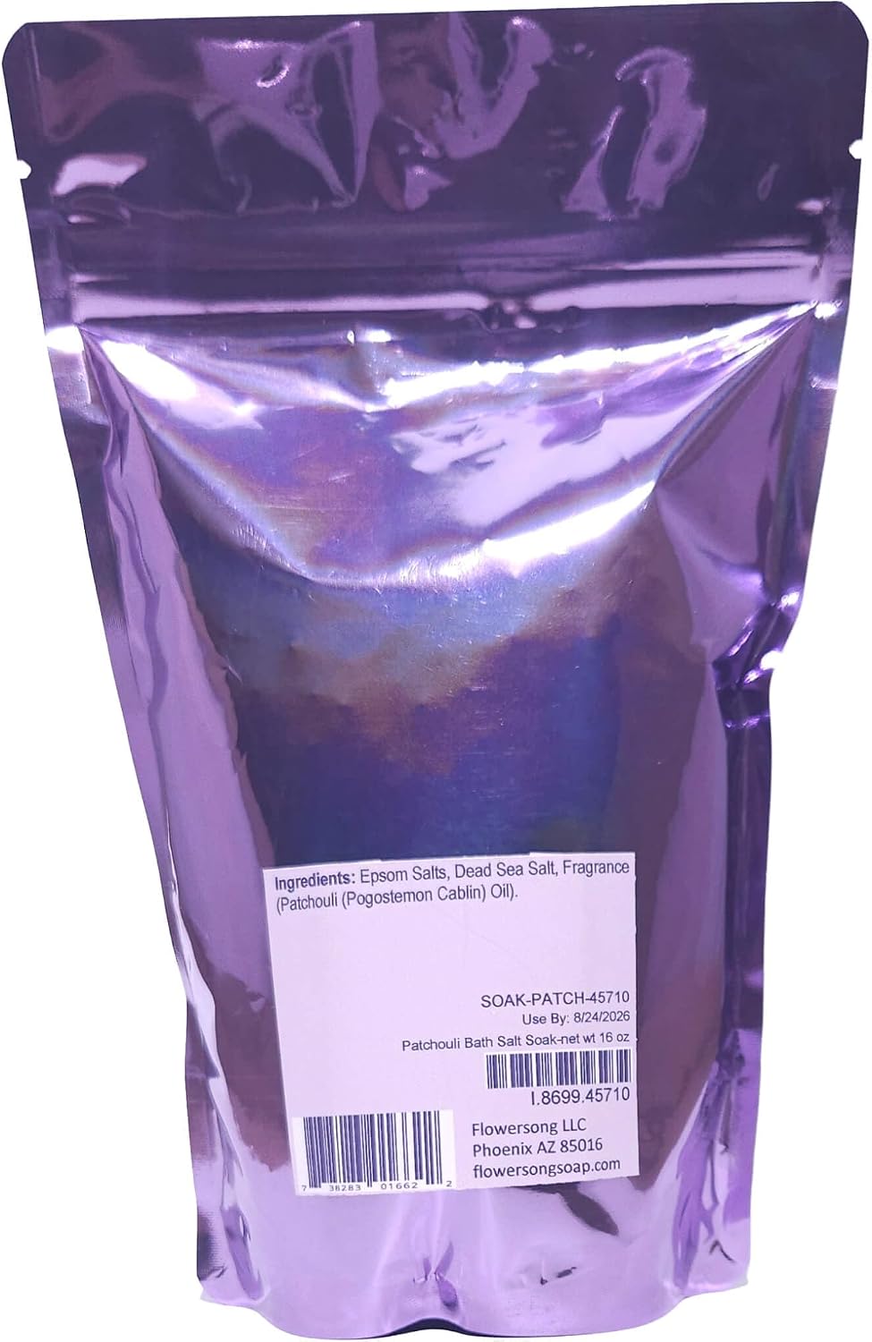 Patchouli Bath Salt Soak (16 Ounce) - Pure Essential Oil Fragrance - is Perfect for Full-Body Relaxation, Foot Soaks, and Ritual Baths with a Woodsy Exotic Scent
