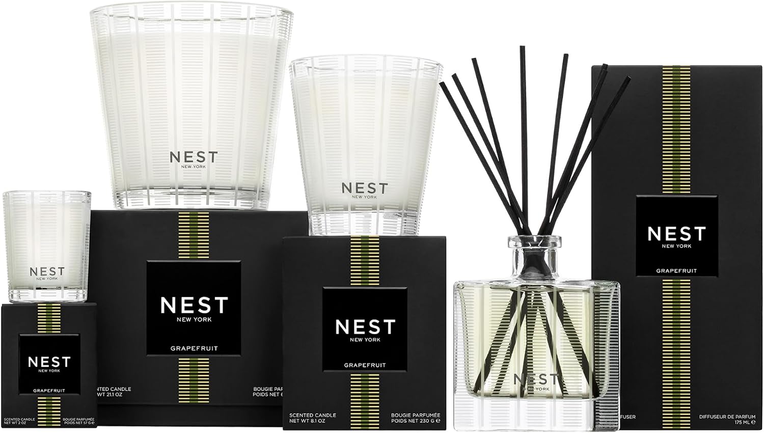 NEST New York Reed Diffuser Liquid Refill, Grapefruit - 5.9 fl oz - Fragrance for Up to 90 Days - Flame Free