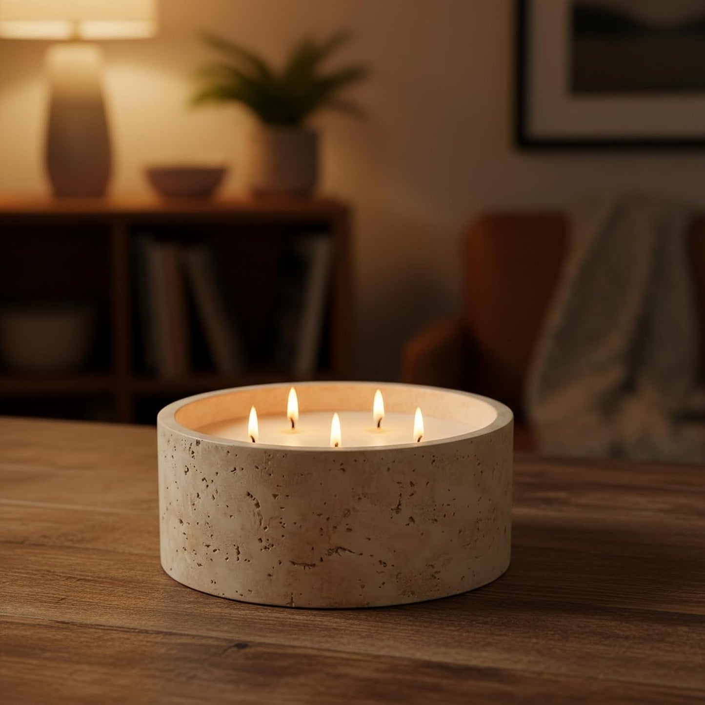 GalDal Scented Candle - Amber & Musk & Vanilla, 42 oz. 5 Wick Large Candle Made with Coconut Oil and Soy Blend Wax | Acacia Wood Lid