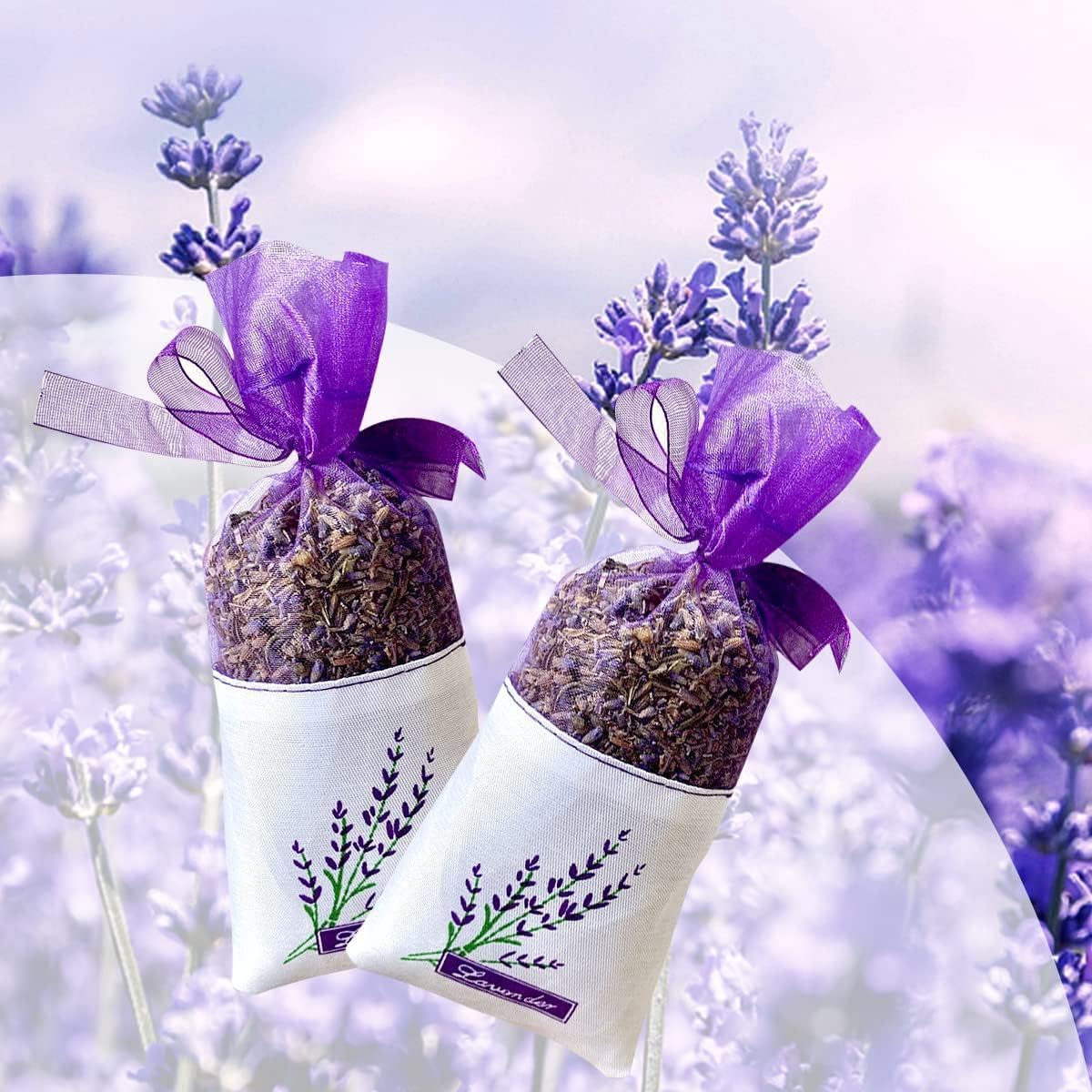 GLADFRESIT 20PCS Lavender Purple Bag Empty Sachets Bag Dried Lavender Flowers Closet Freshener Scents for Drawers Fragrance Purple Sachet