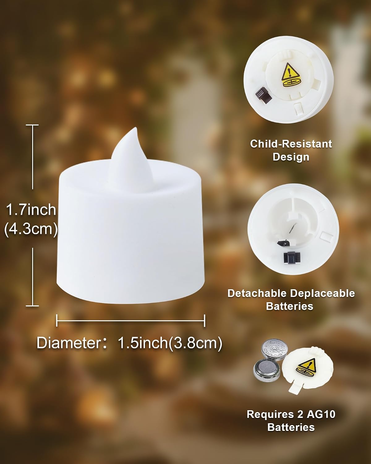 Amagic 12/24/50/100/150 Pack LED Tea Lights, Flameless Votive Candles, Battery Operated Tealights Candles for Halloween, Christmas, Home Decor, Wedding, Theme Party, Festival（12 Pack, Warm White）