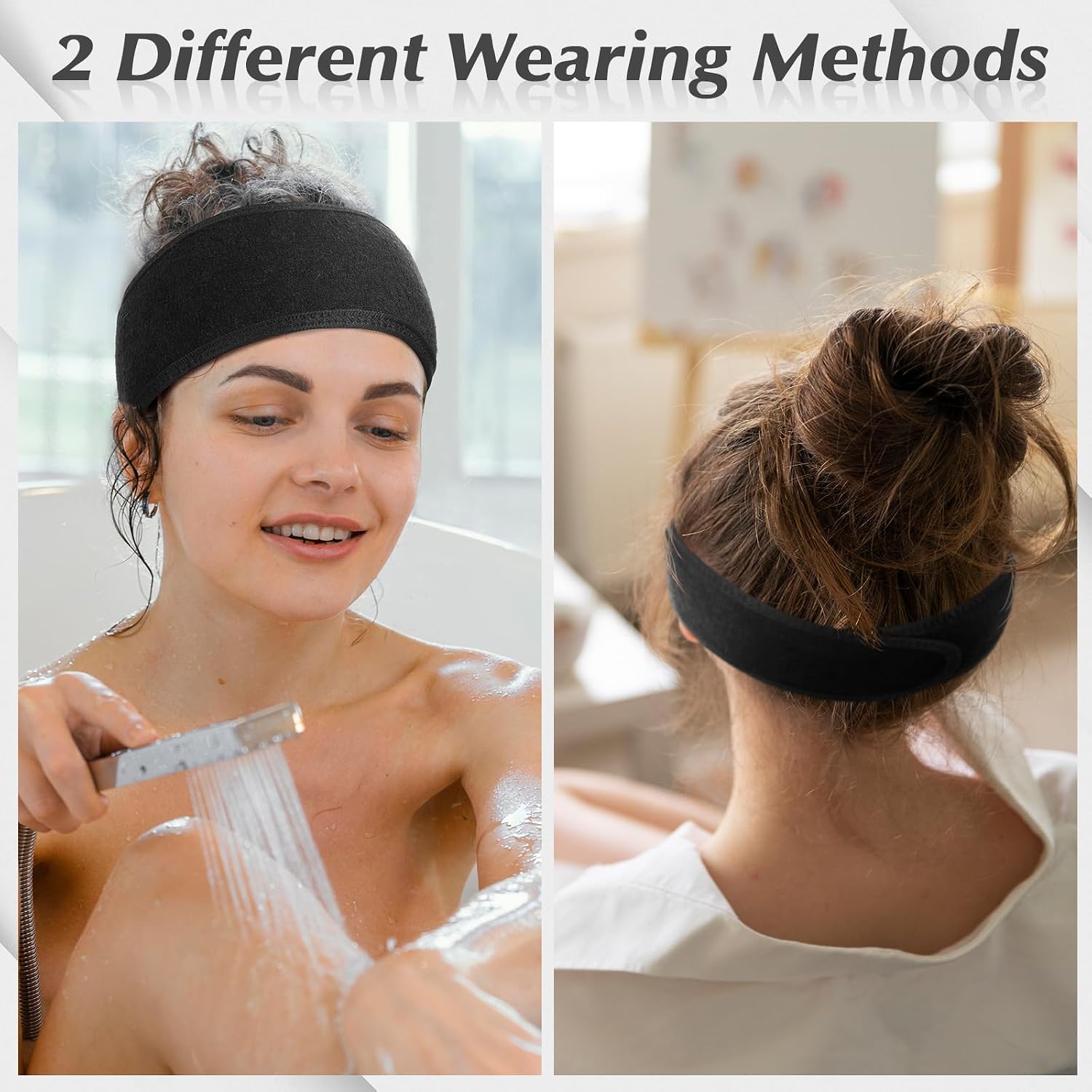 obeoby 4 Pack Spa Facial Headbands for Women, Adjustable Face Wash Headband Make Up Wrap Head Spa Self-care Gifts