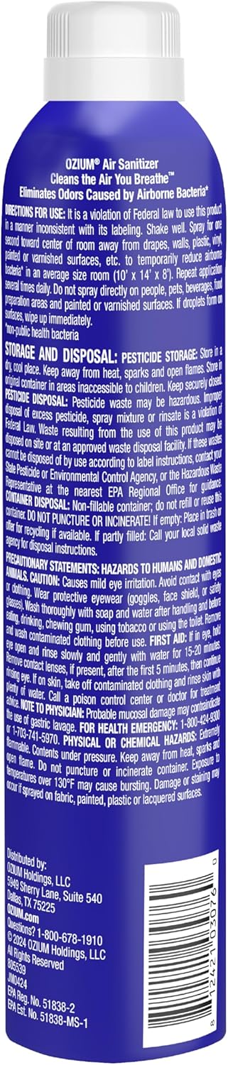 Ozium 8 Oz. Air Sanitizer & Odor Eliminator for Homes, Cars, Offices and More, Original Scent, Pack of 2