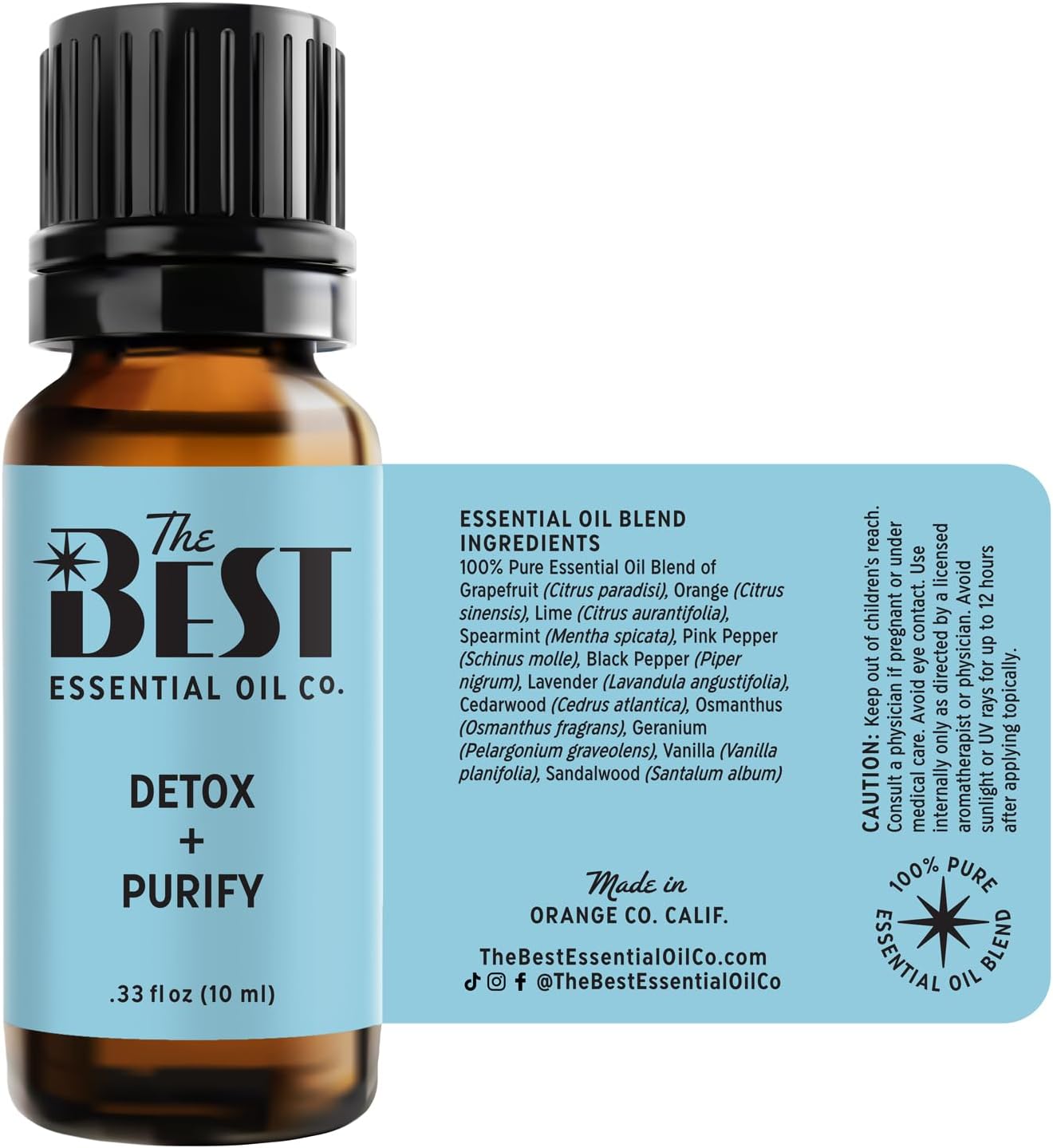 The Best Detox + Purify Essential Oil Blend- Premium Grade- 100% Pure & Natural for Aromatherapy, Diffuser, Spa, Massage, Air Freshener- 10 ml (.33 fl oz)
