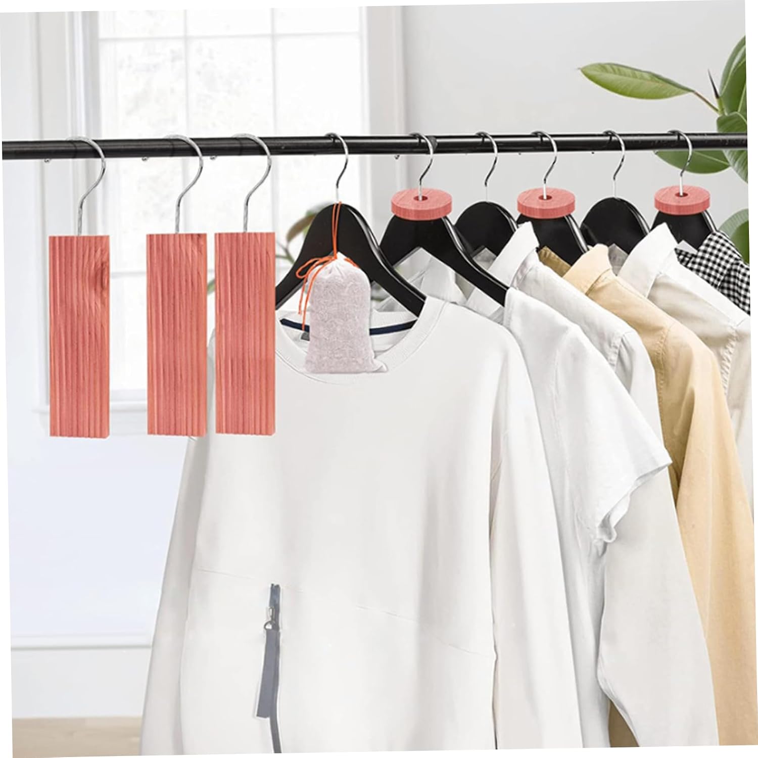 26Pcs Cedar Blocks for Clothes Storage, Aromatic Cedar Hangers, Rings and Balls, Scented Sachets, Closet Freshener for Closets, Drawers and Bookshelves
