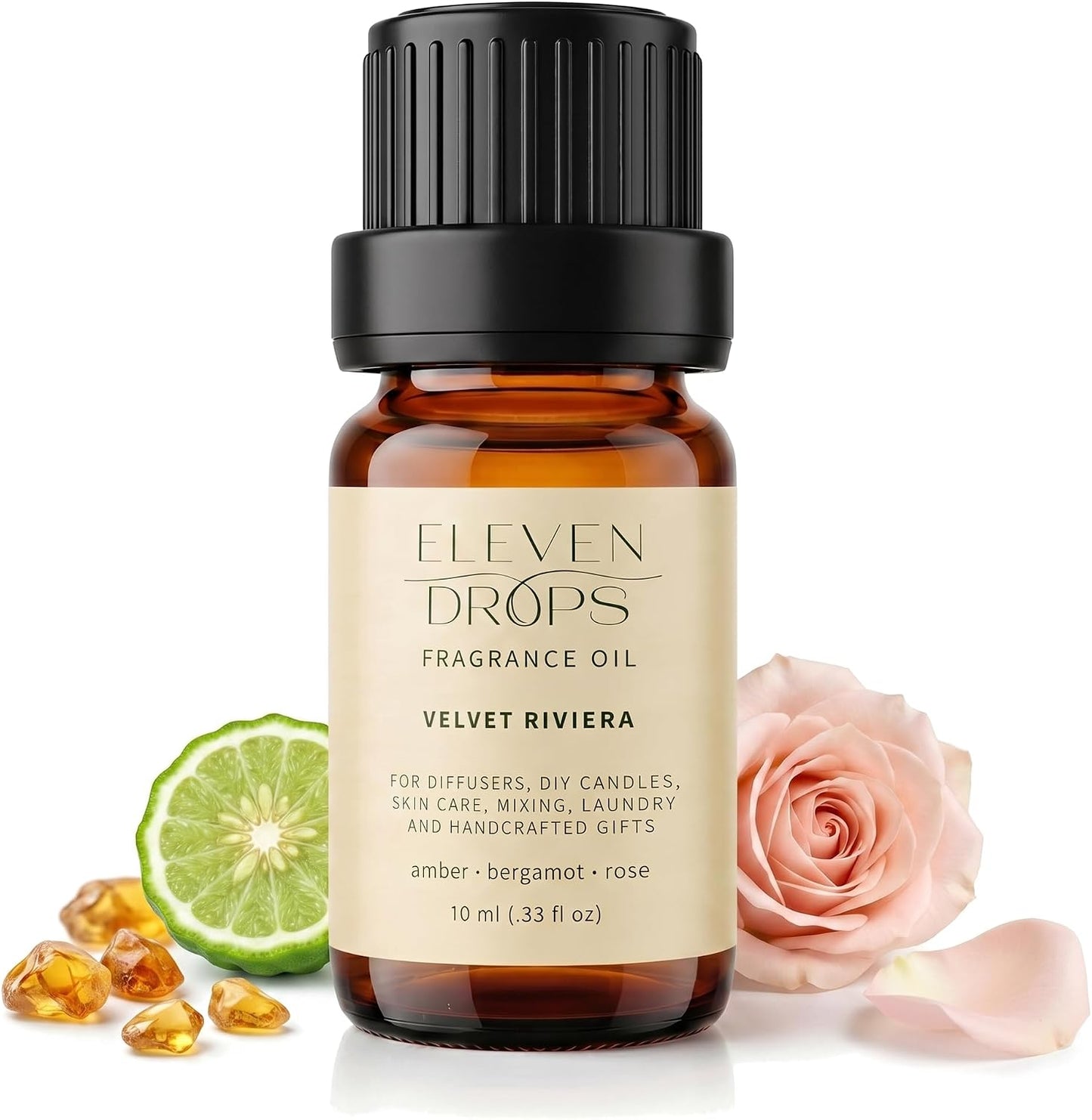 Velvet Riviera Fragrance Oil | Amber, Bergamot & Rose Notes | Long Lasting Scent Reed Diffuser Oil for Home, Office, Hotel, Spa, Car & Linen Spray | Pet Friendly IFRA Compliant, 10 ml