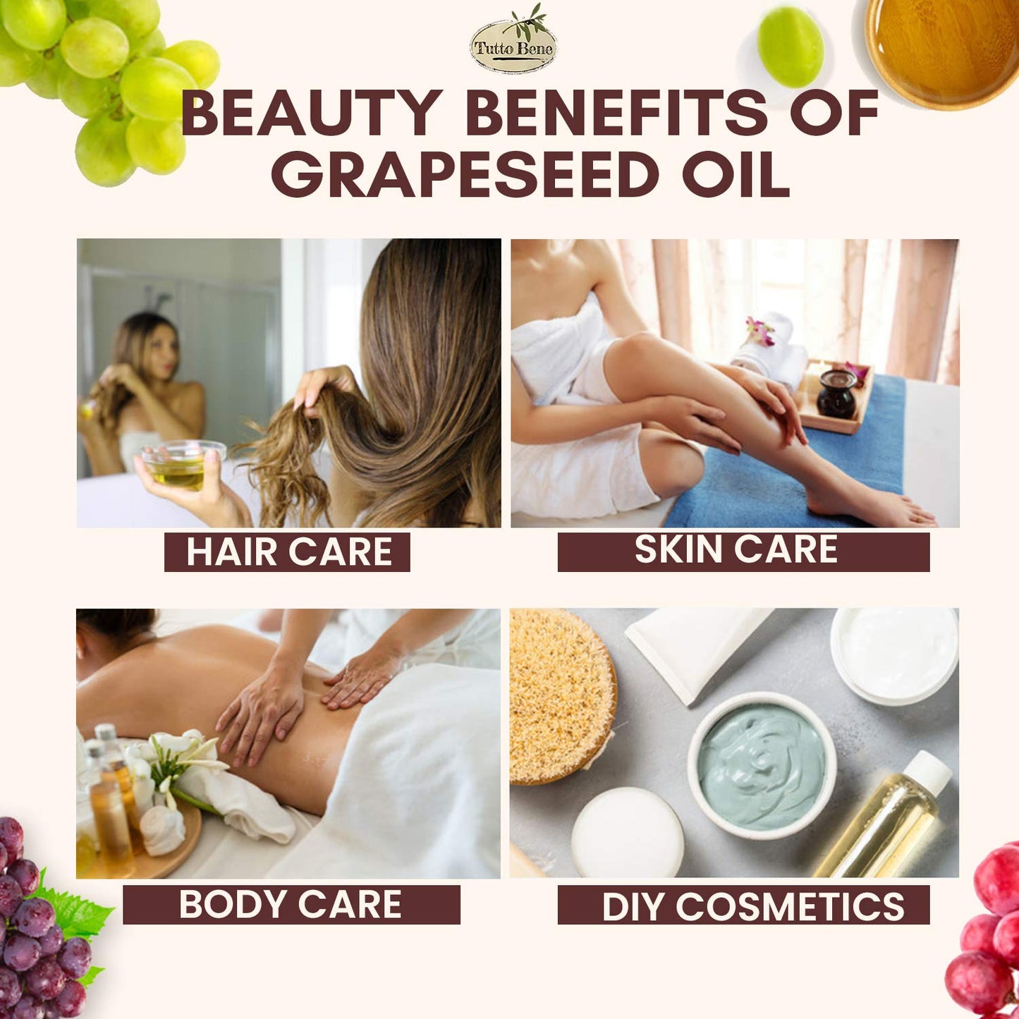 Tutto Bene Premium Quality Grapeseed Oil - 1 Gallon (128 ounces), for Cooking With 0% Trans Fat for Healthy Living - Cholesterol Free - High in Antioxidants and Vitamin E