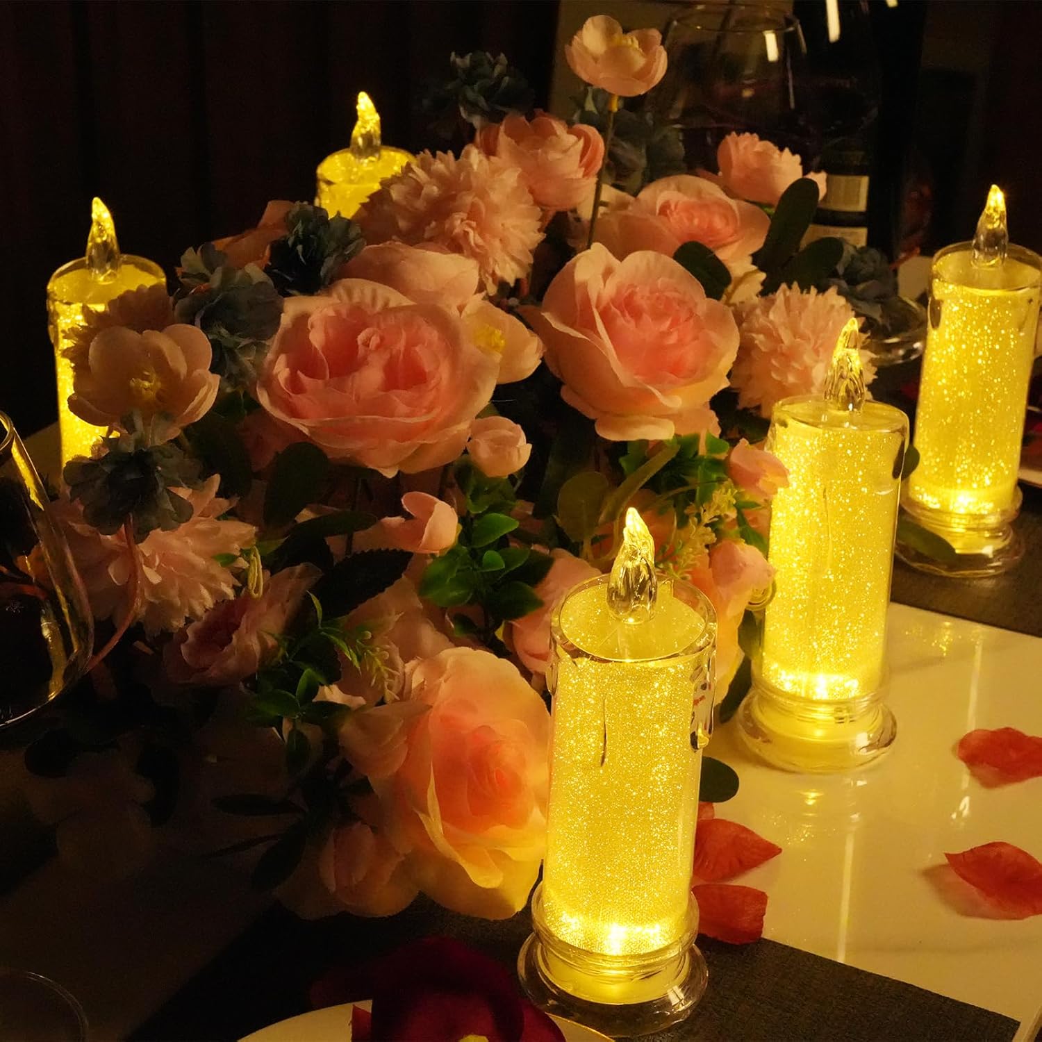 HAIDOLIANGE 6PCS Led Candles,Flameless Candles Battery Operated, Pillar Fake Candles,Velas Artificiales para Decoration for Valentine's Wedding Christmas Table Decorations (D2.5 x H7)