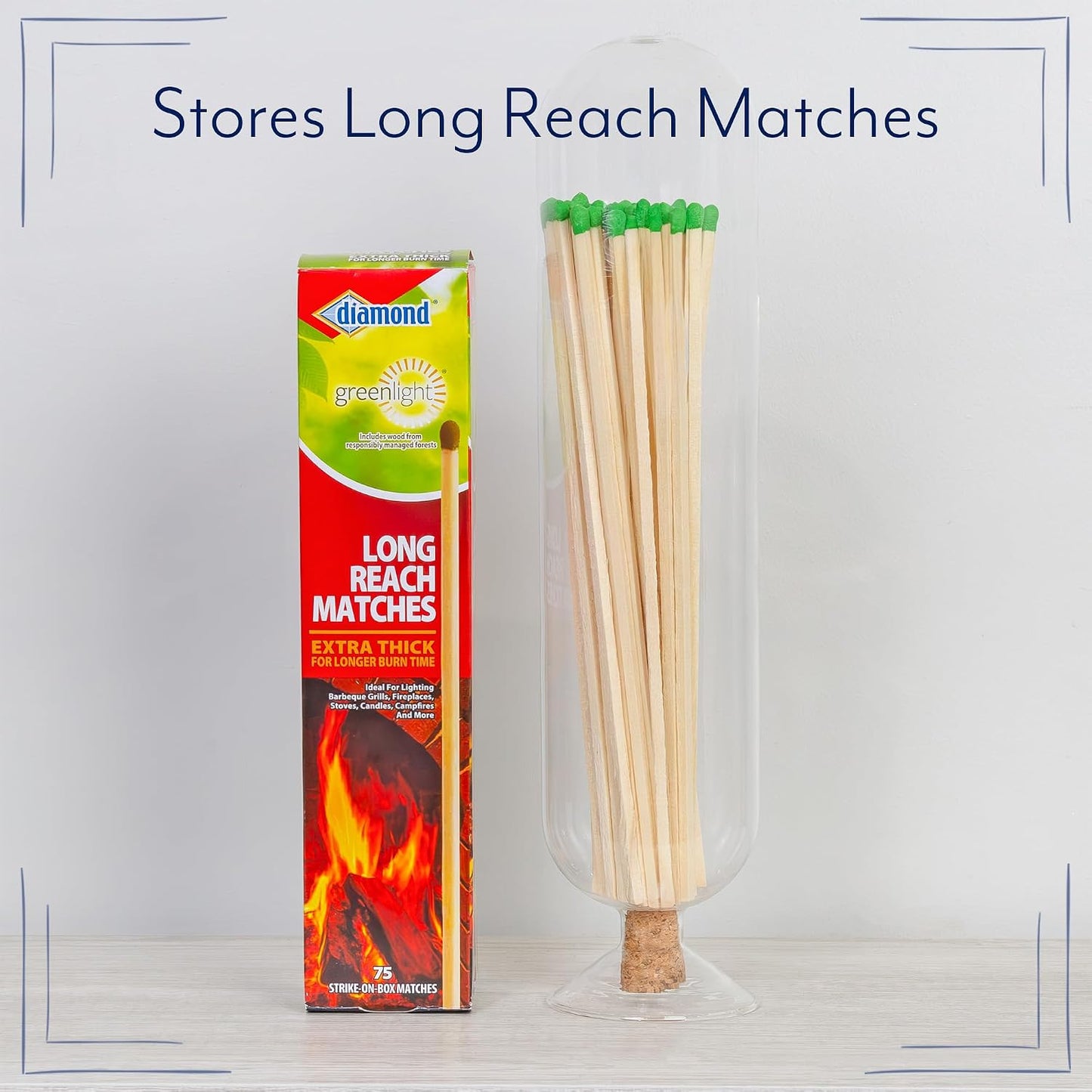 AuldHome Design Fireplace Matches Cloche Set; Jar, Striker w/Wick Trimmer and Snuffer