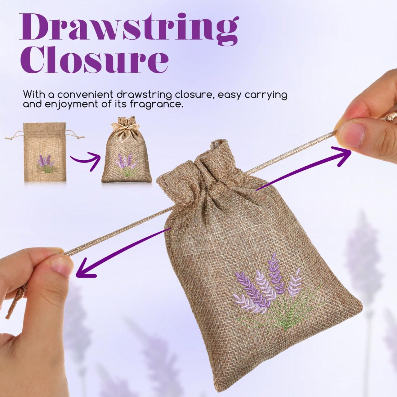 iplusmile 10 Pcs Empty Lavender Sachet Bags with Drawstring, 4x5.5 Embroidered Burlap Cloth Pouches for Dried Flowers Potpourri Bath Salts, Small Closet Drawer Fragrance Bag