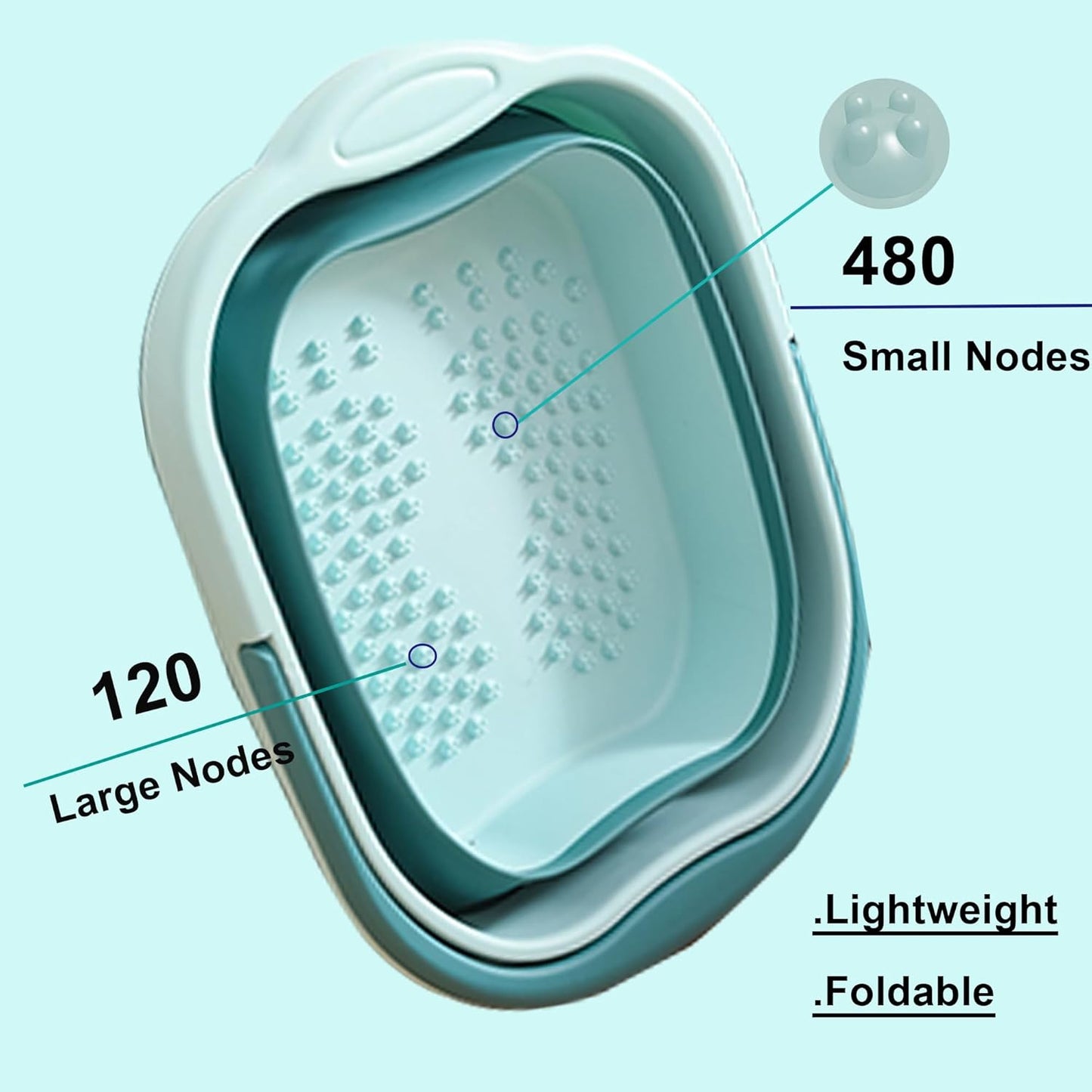 Foot Bath 15L(4 GL) Collapsible Foot Soak Tub with Handle, Foot Spa Bath Massager Foot Soaking for Dry Cracked Feet, Plastic Foot Bucket