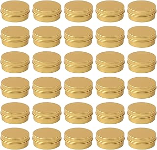 30 Pcs 0.5 oz Aluminum Tin Cans Metal Round Tins Salve Tins Empty Lip Balm Containers with Lids Gold