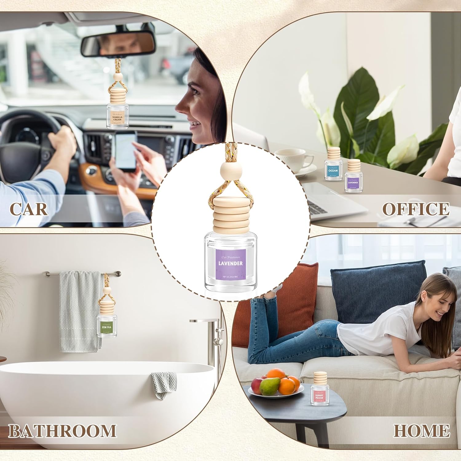 AROIC 12 Pack Car Air Freshener, Car Smell Air Freshener Diffuser Essential Oil Scent for Women & Men, Car Accessories Interior, Mothers Day Gifts Hanging Auto Light Fragrance with Many Flavors