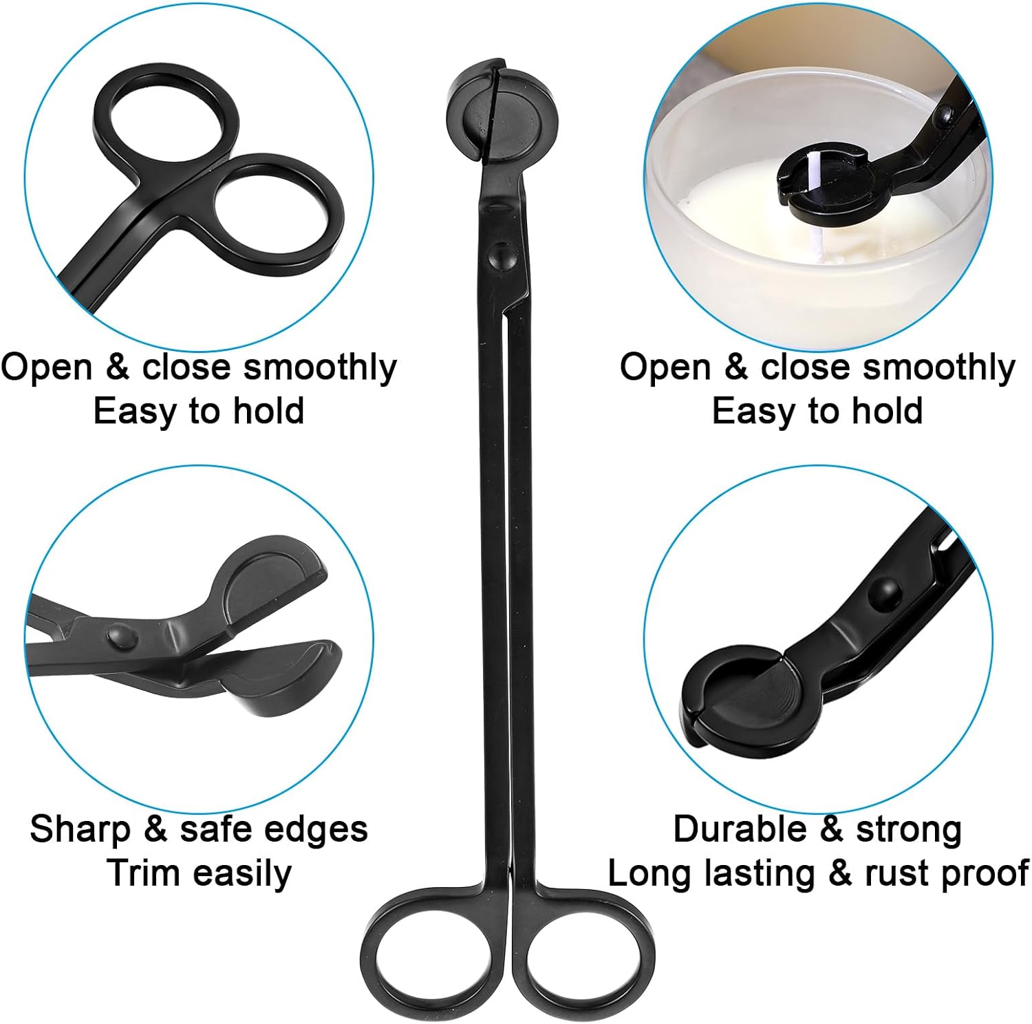 5 Pack Wholesale Candle Wick Trimmer Cutter, Stainless Steel Wick Clipper Cutter, Matte Black Wick Candle Scissor, Reaches Deep Into Candles to Cut Spent Wicks