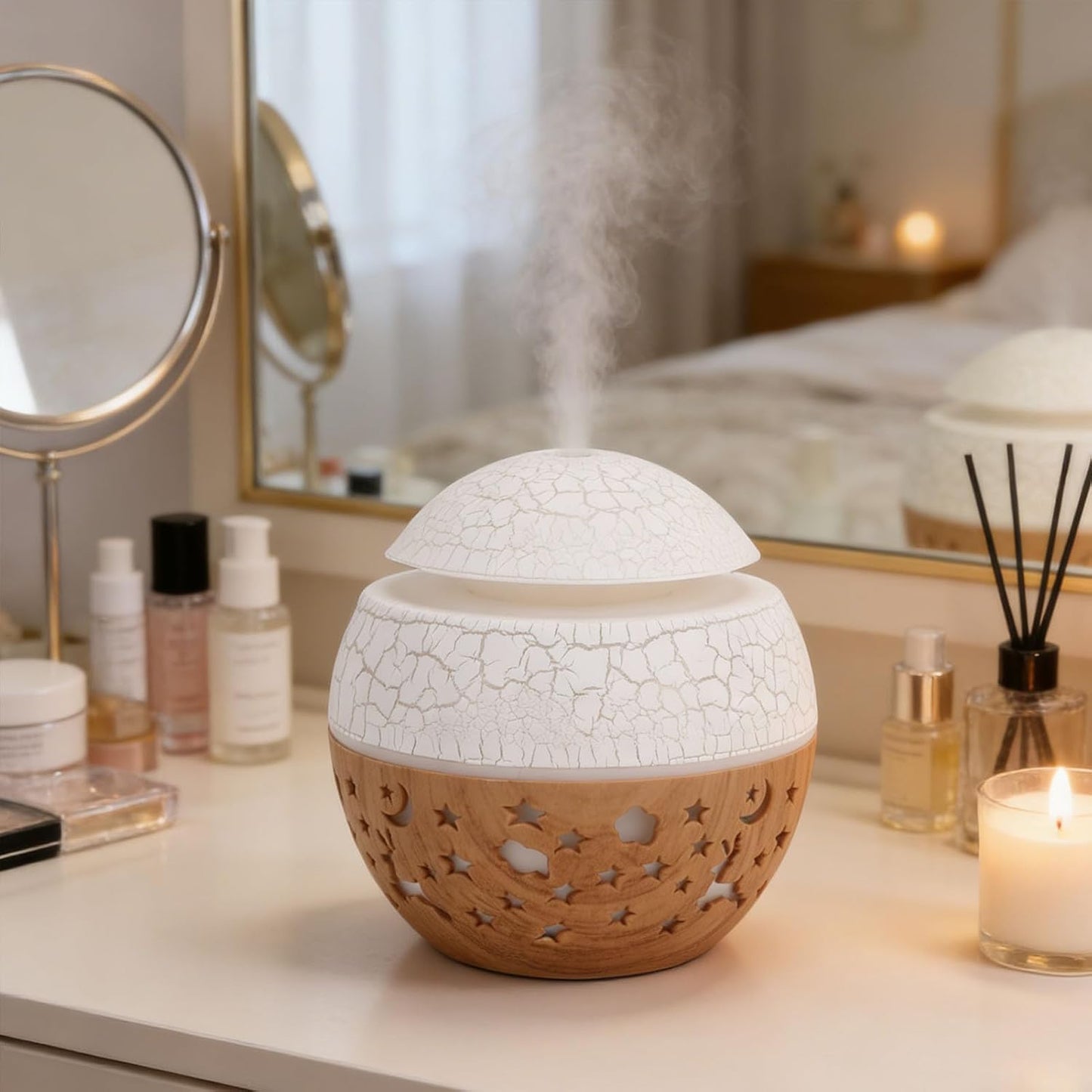 ZJchao Portable Essential Oil Diffuser Mini Humidifier Aromatherapy Diffuser with 7 Color LED Lights Auto Shut Off for Home Office Car Travel Bedroom