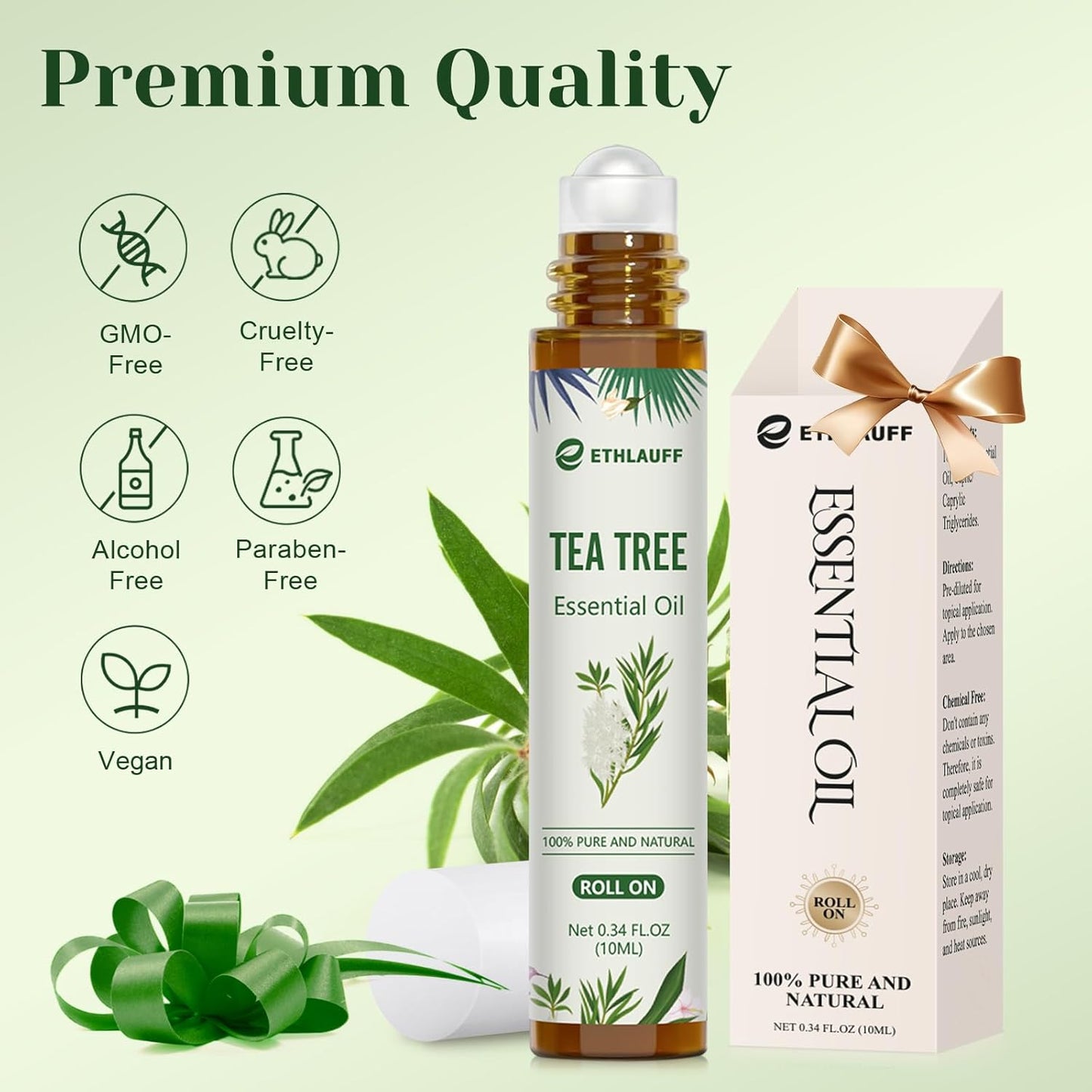 Tea Tree Oil Roll On - 100% Pure Tea Tree Essential Oil for Skin - Premium Quality Aromatherapy Oil